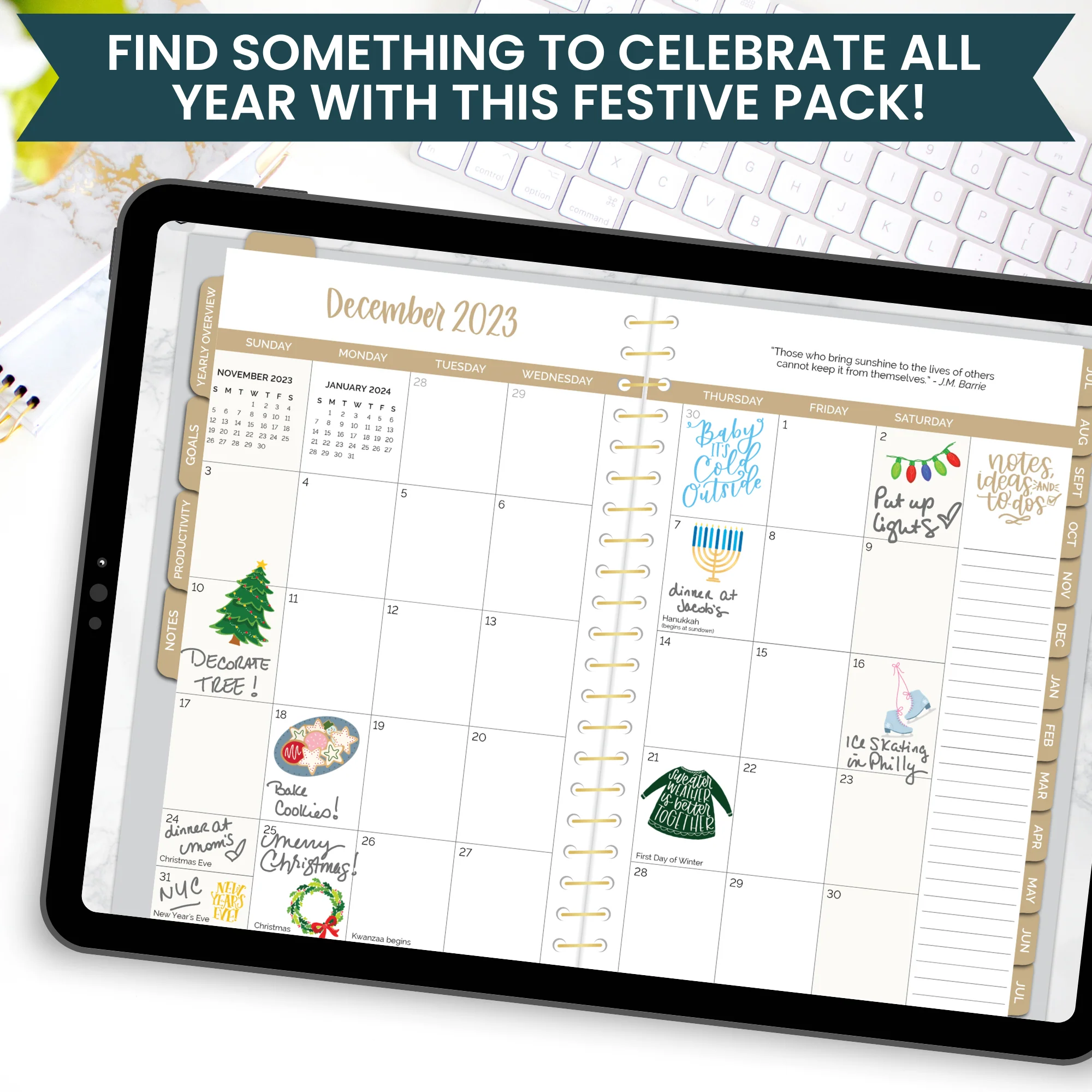 Digital Planner Stickers, Classic Holiday