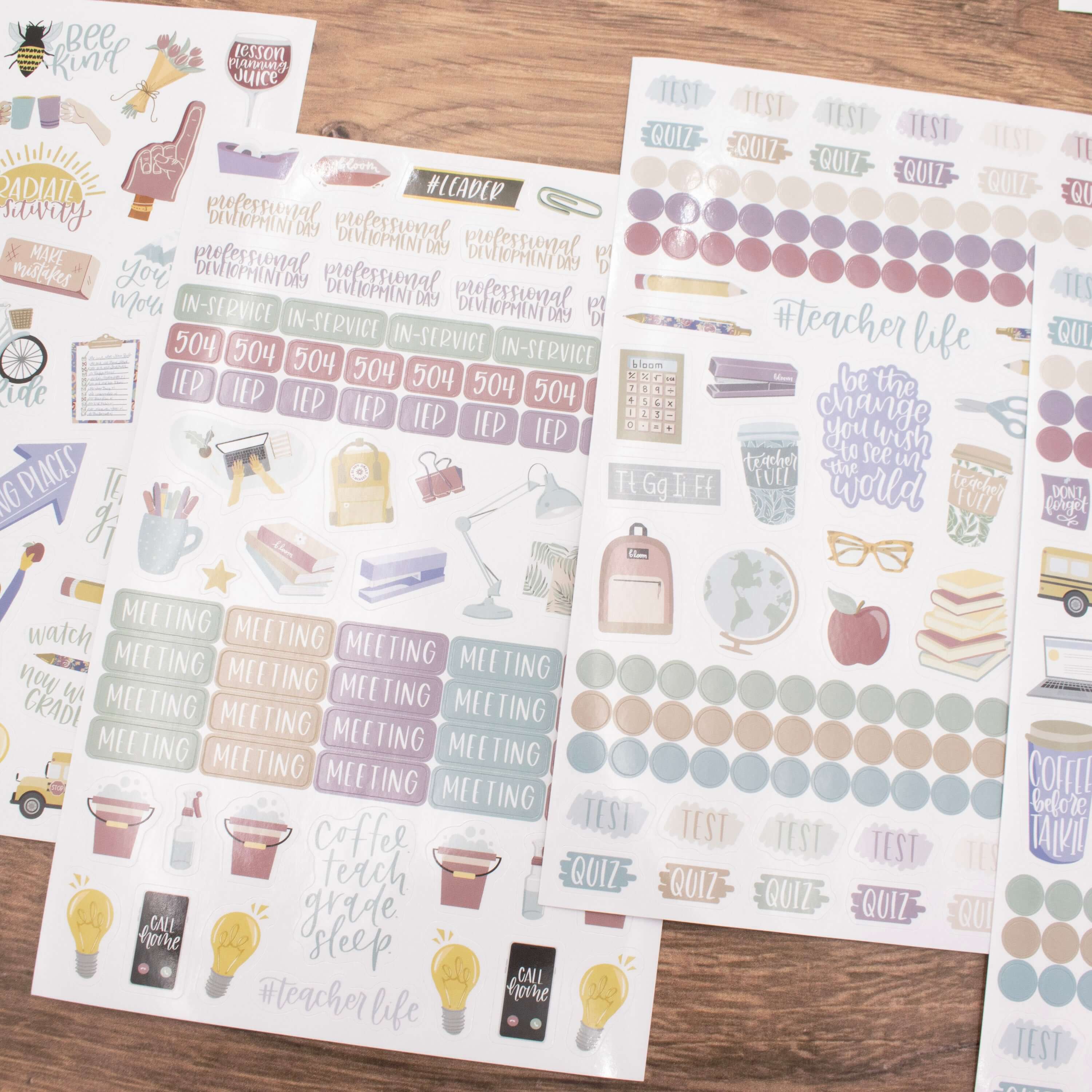 Planner Stickers, Teacher Pack, Cool Tones