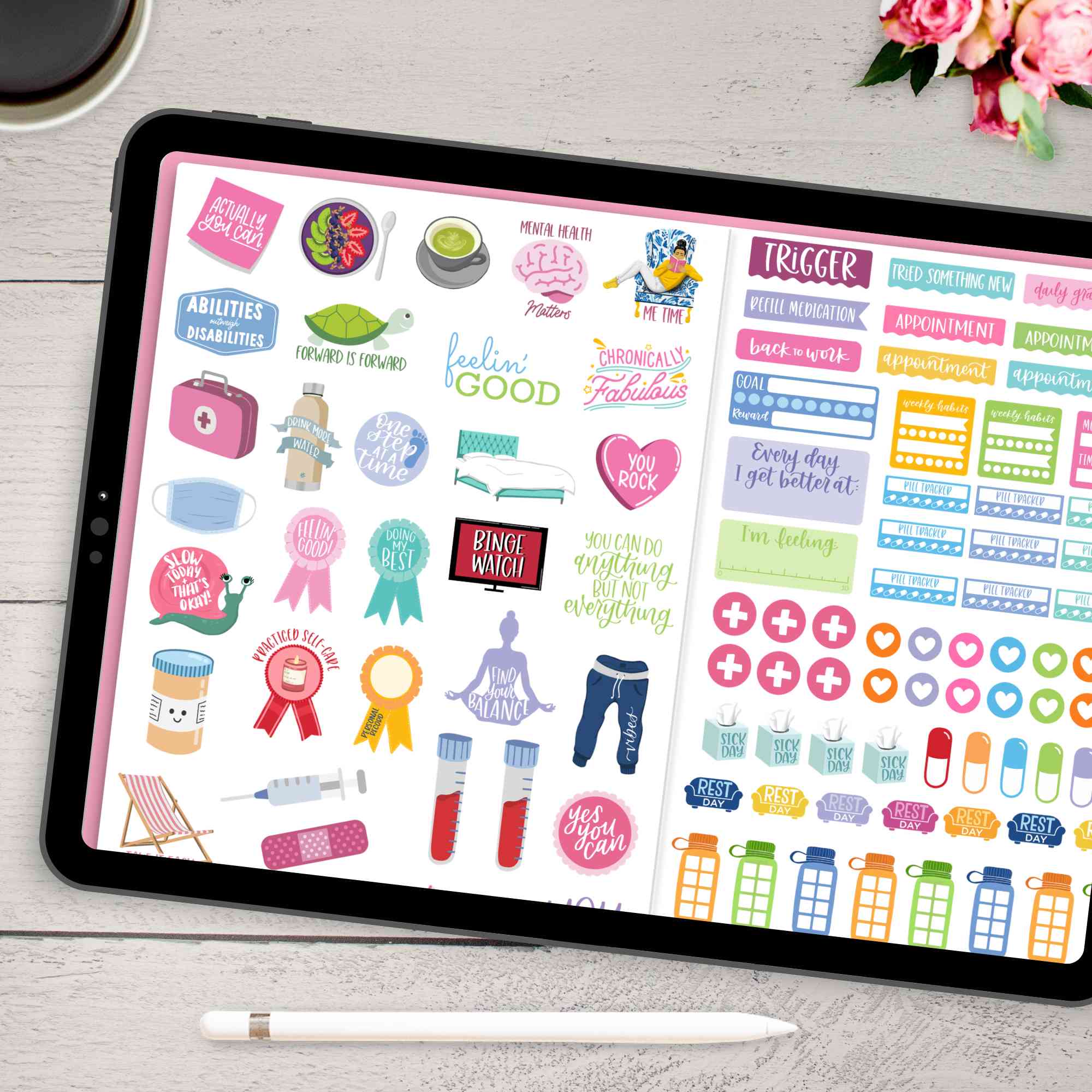 Digital Planner Stickers, Chronic Illness