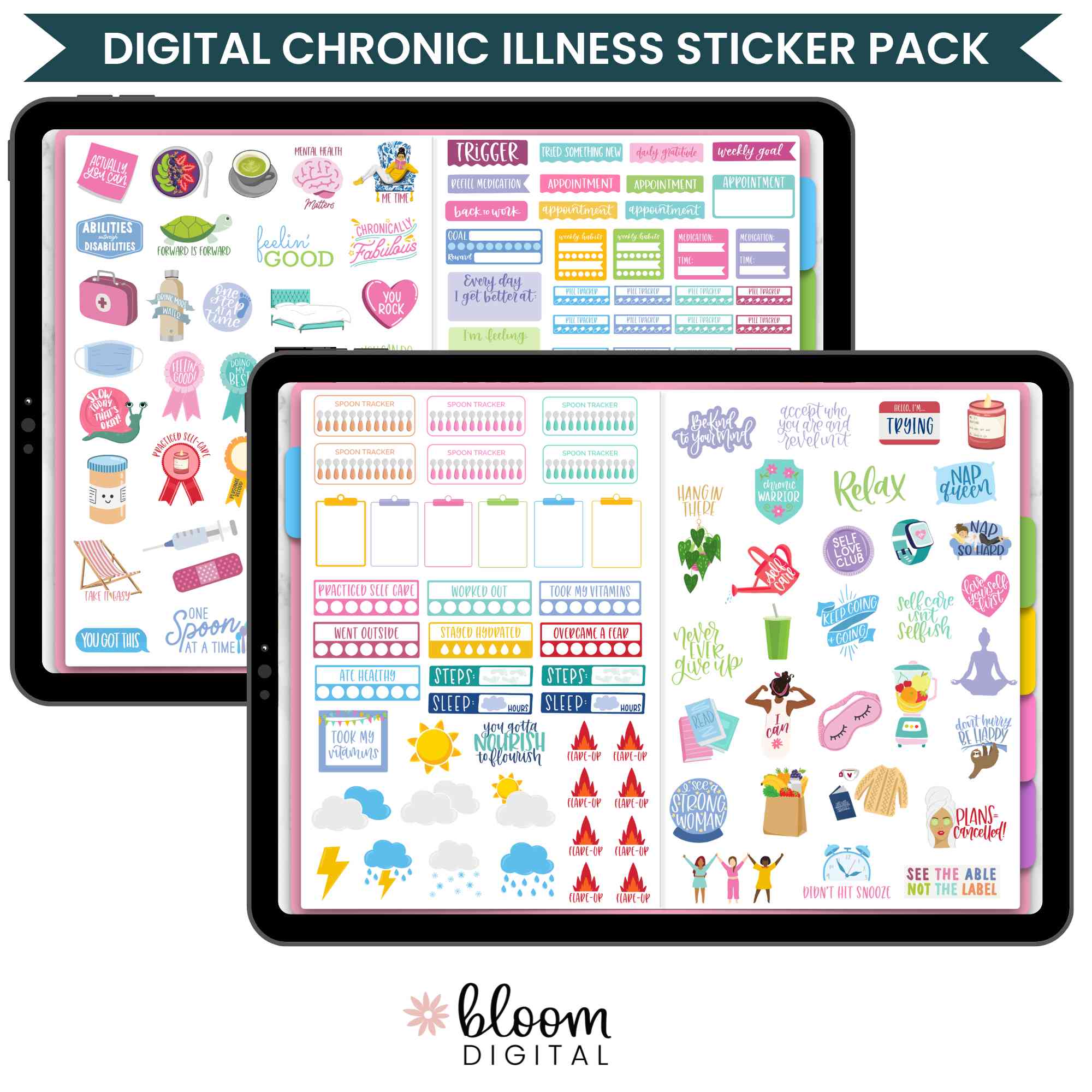 Digital Planner Stickers, Chronic Illness