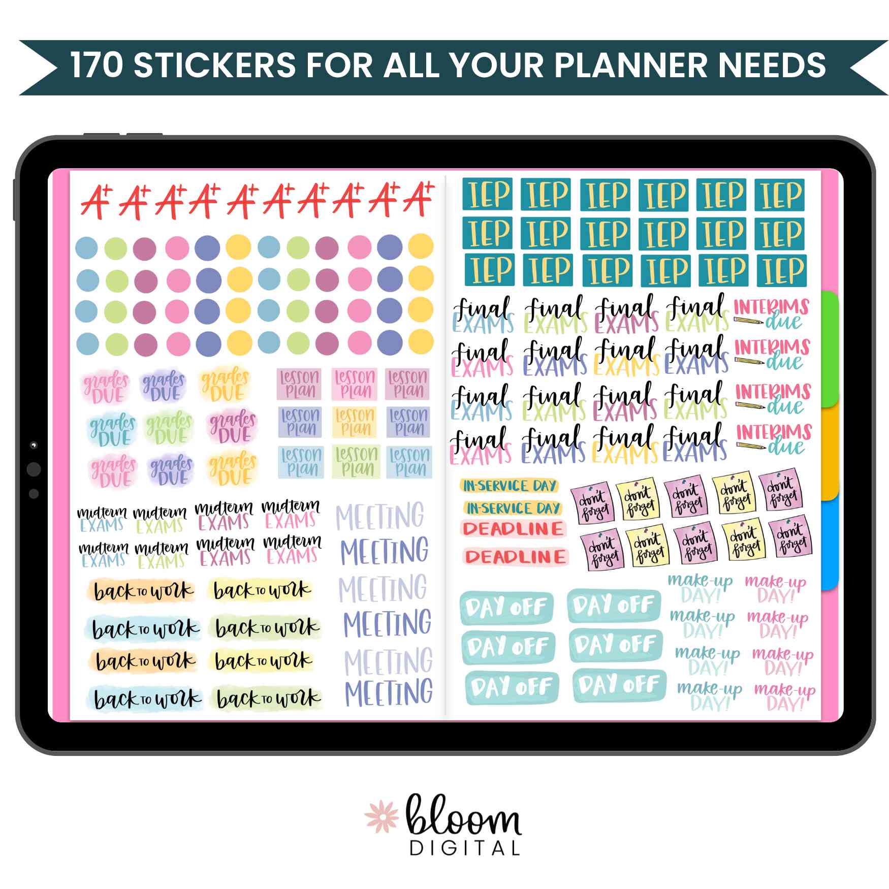 Digital Planner Stickers, Teacher Pack, Vintage