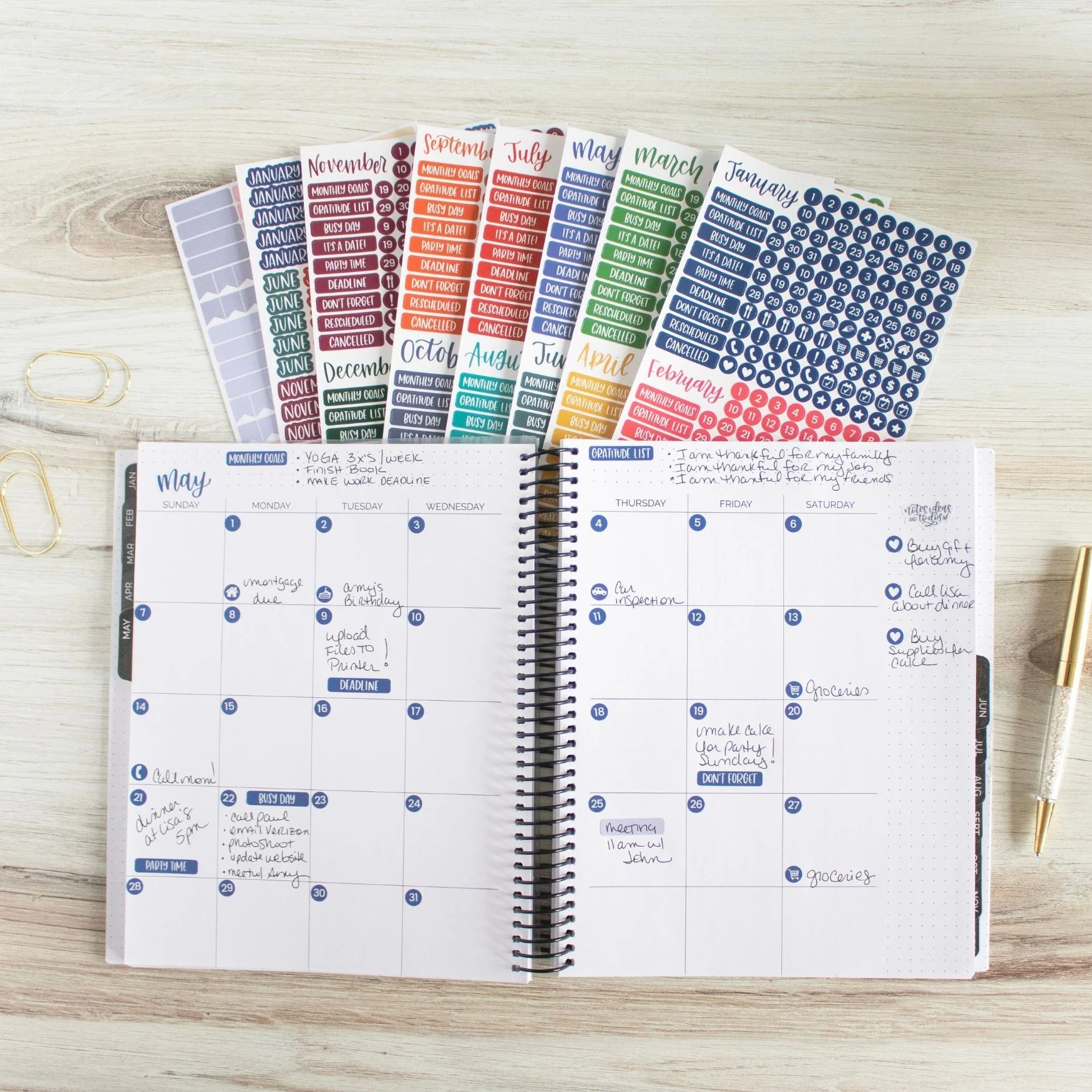Planner Stickers, Calendar Essentials Pack, Happy Seasons