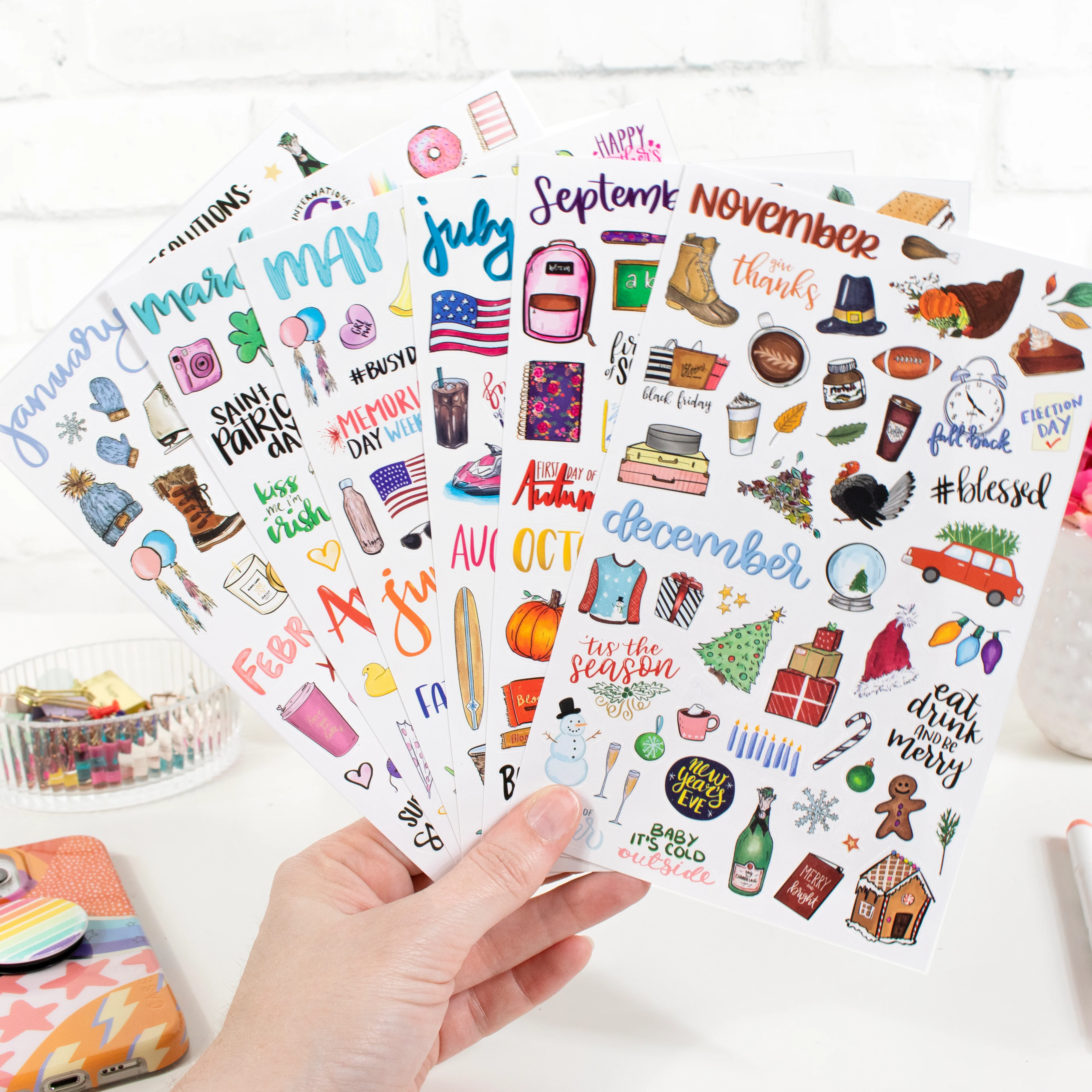 Planner Stickers, Vintage Holiday Pack