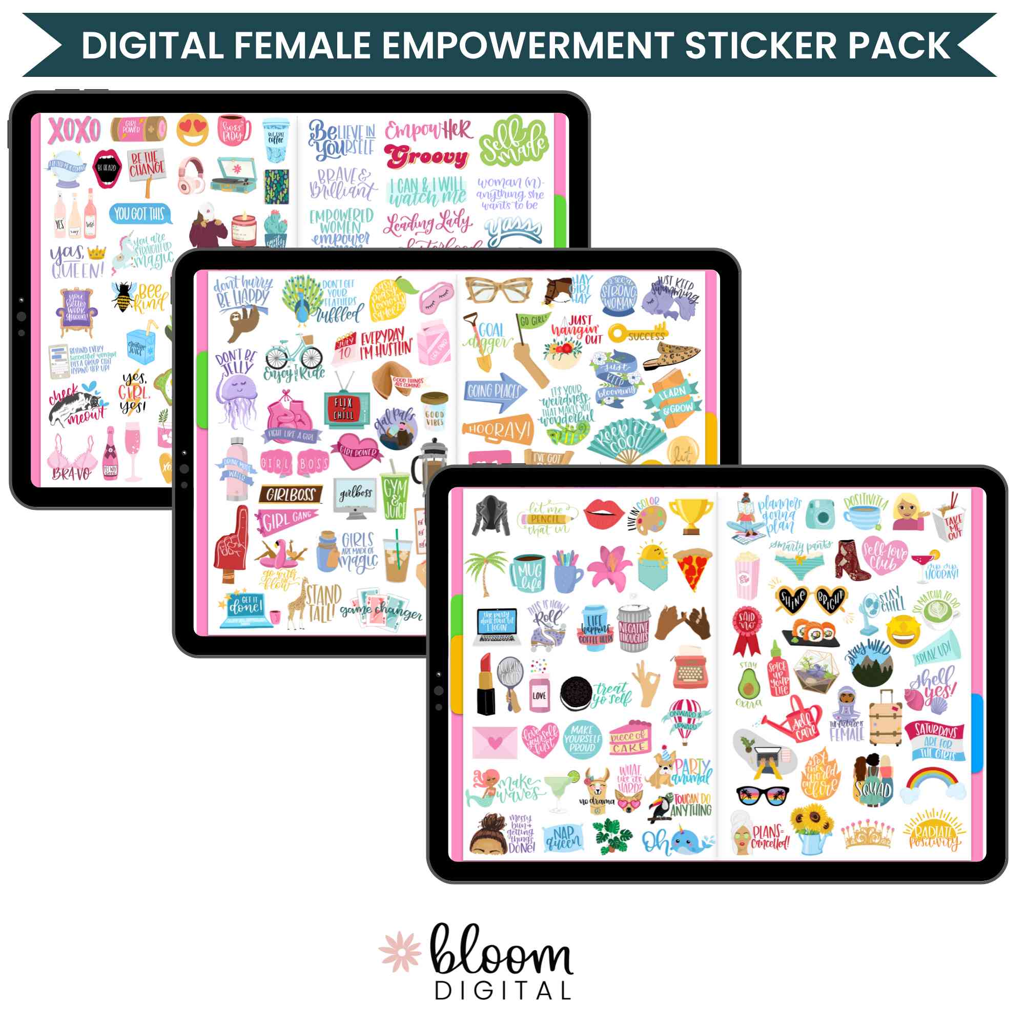 Digital Planner Stickers, Female Empowerment