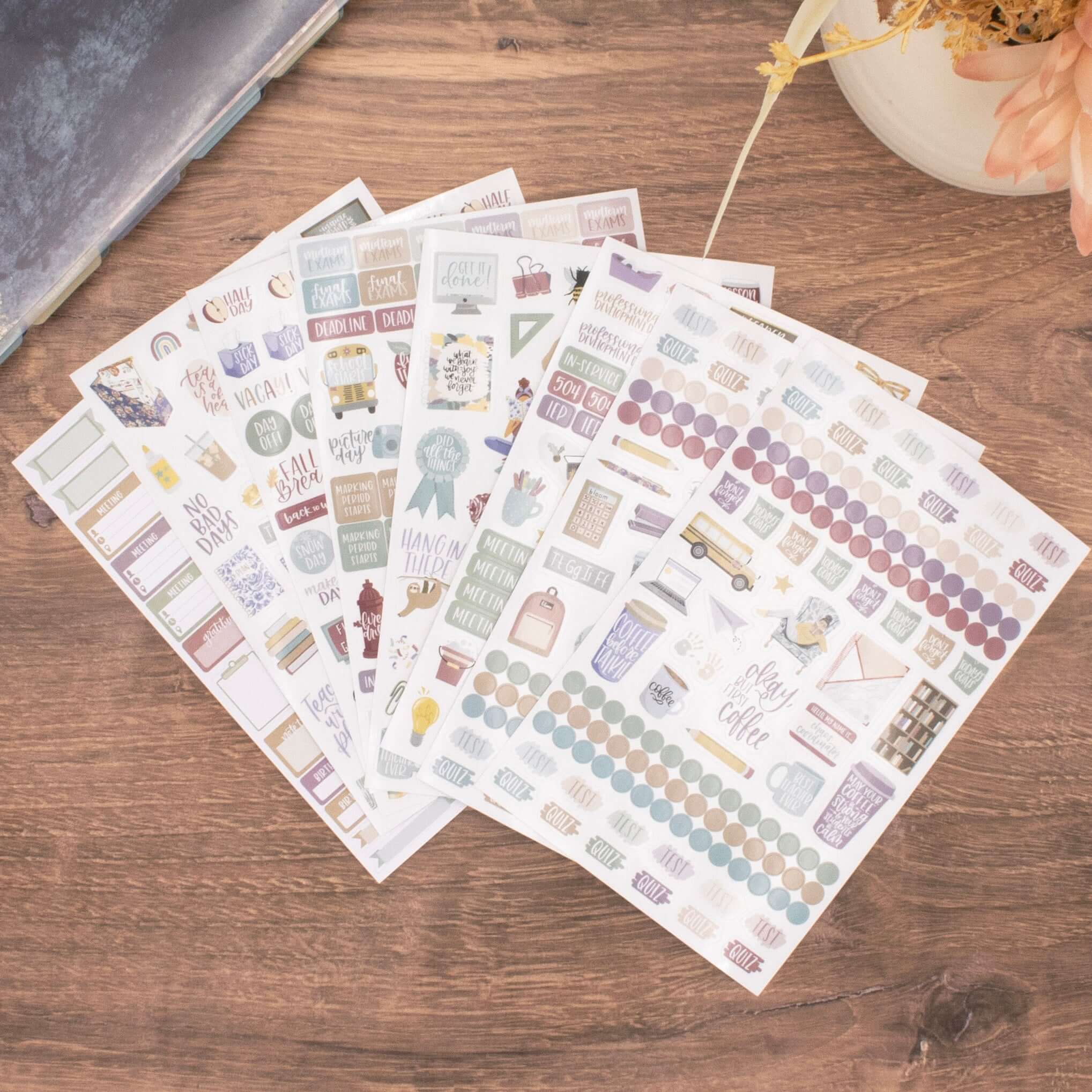 Planner Stickers, Teacher Pack, Cool Tones