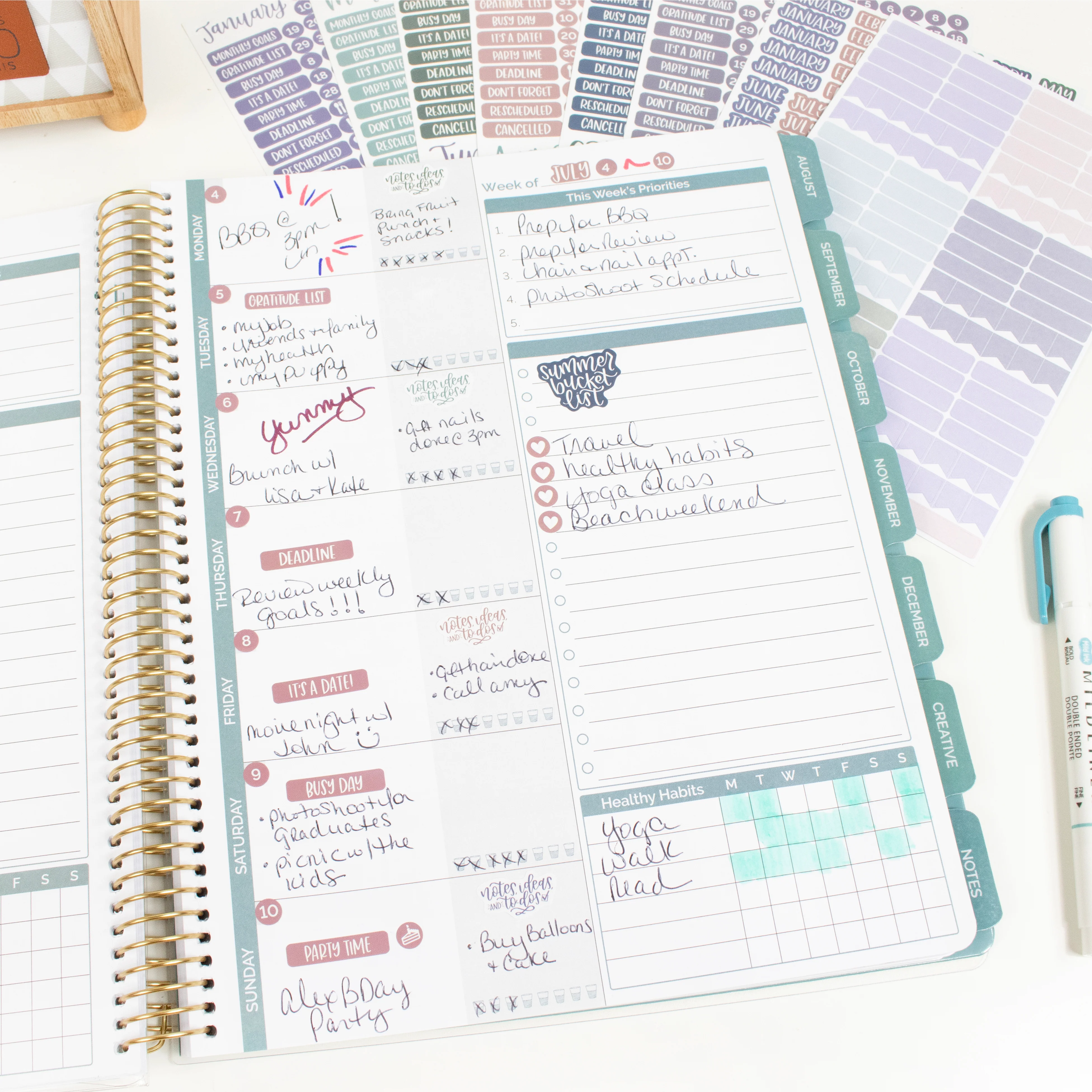 Planner Stickers, Calendar Essentials Pack, Jewel Tones