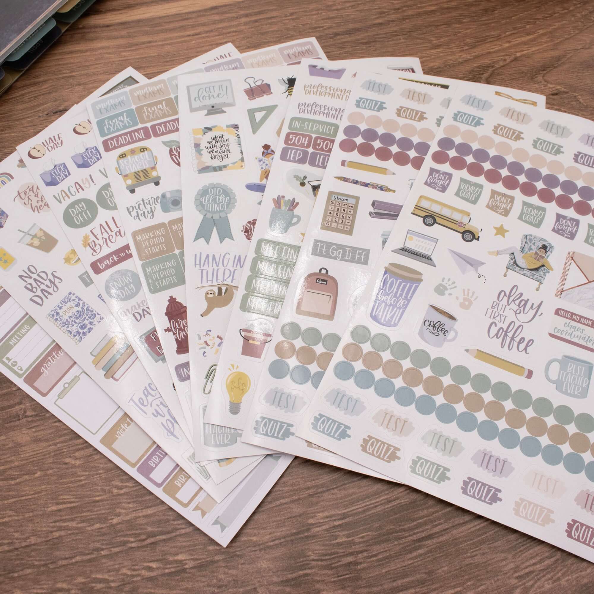 Planner Stickers, Teacher Pack, Cool Tones