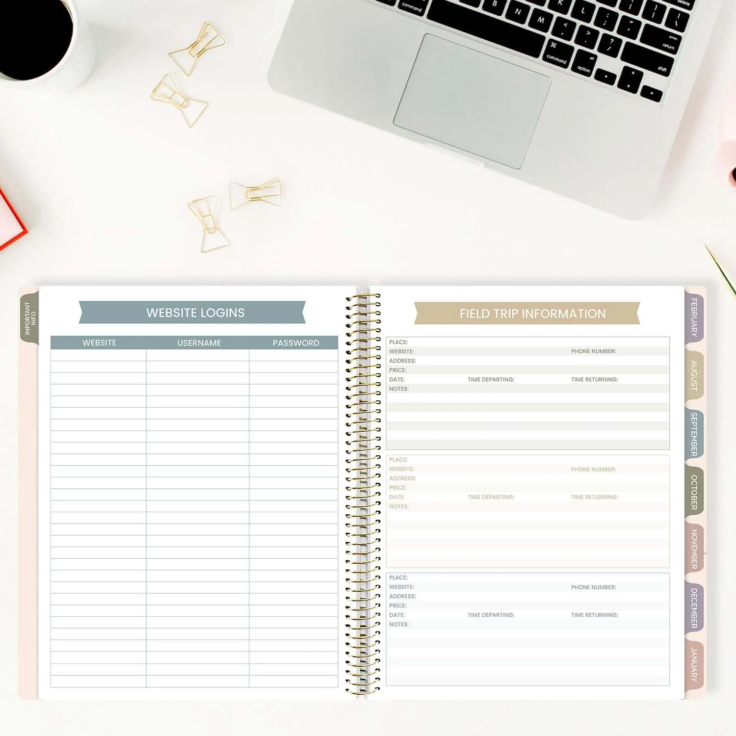 DATED 2025-26 Teacher Planner & Calendar, Interchangeable Cover, Cool Tones