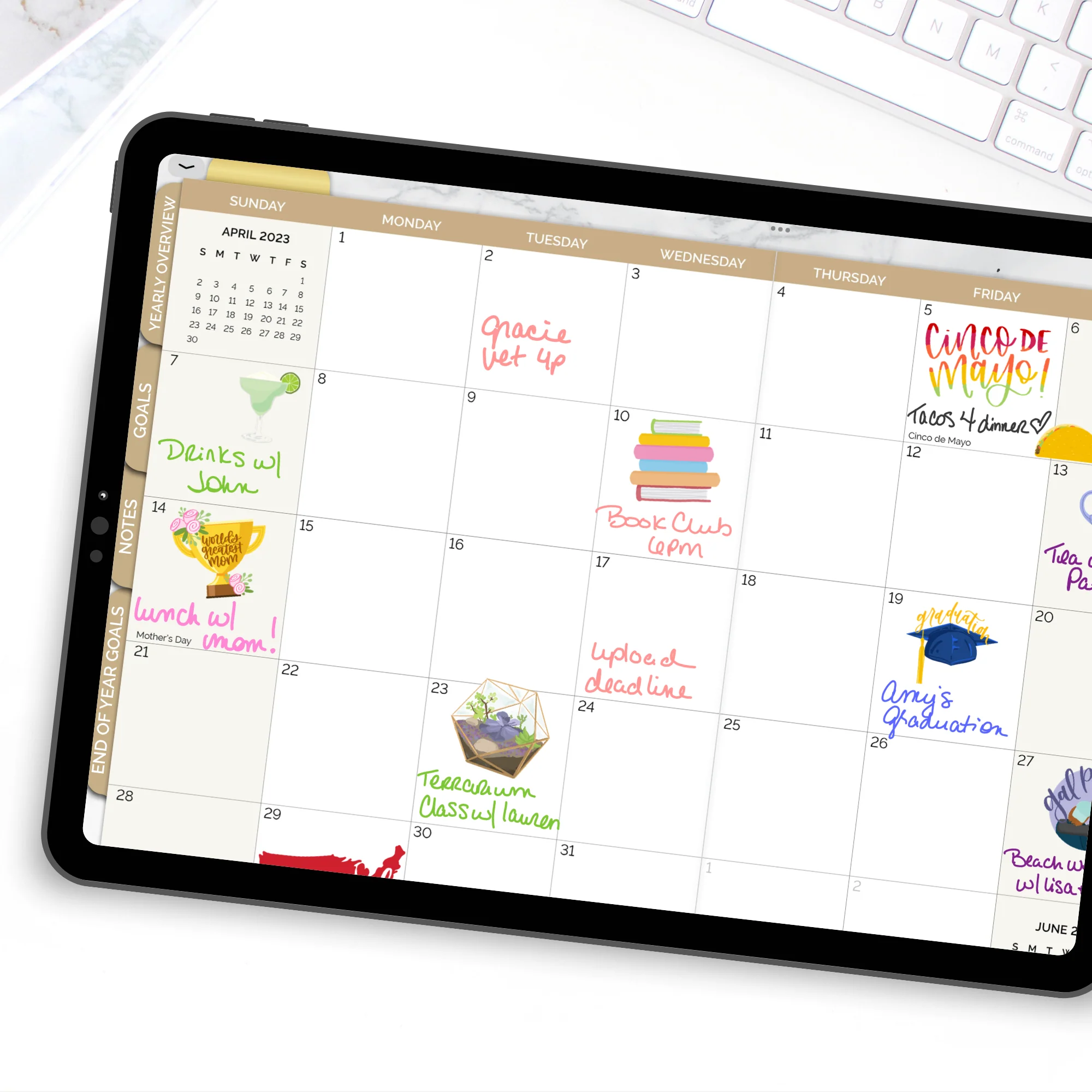 Digital Planner Stickers, Monthly Celebrations, Bright