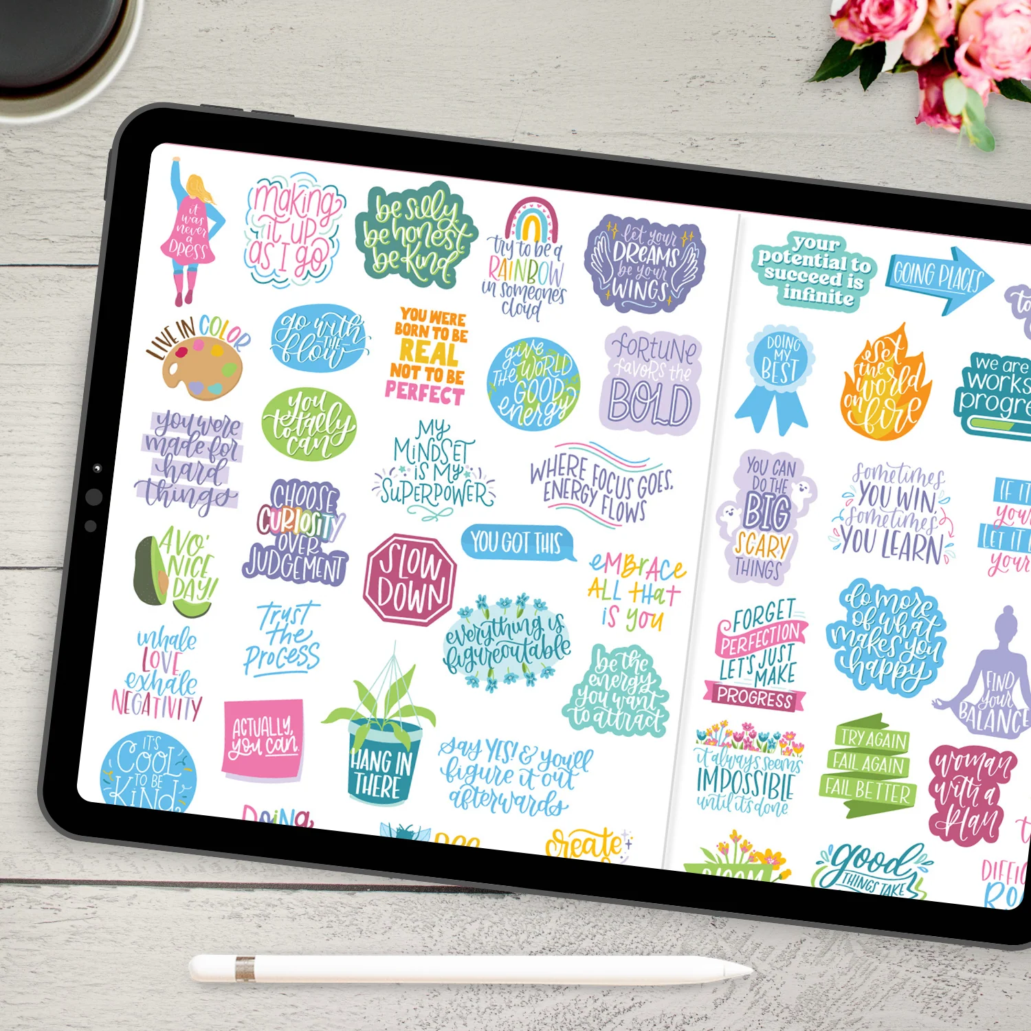 Digital Planner Stickers, Inspirational Quotes