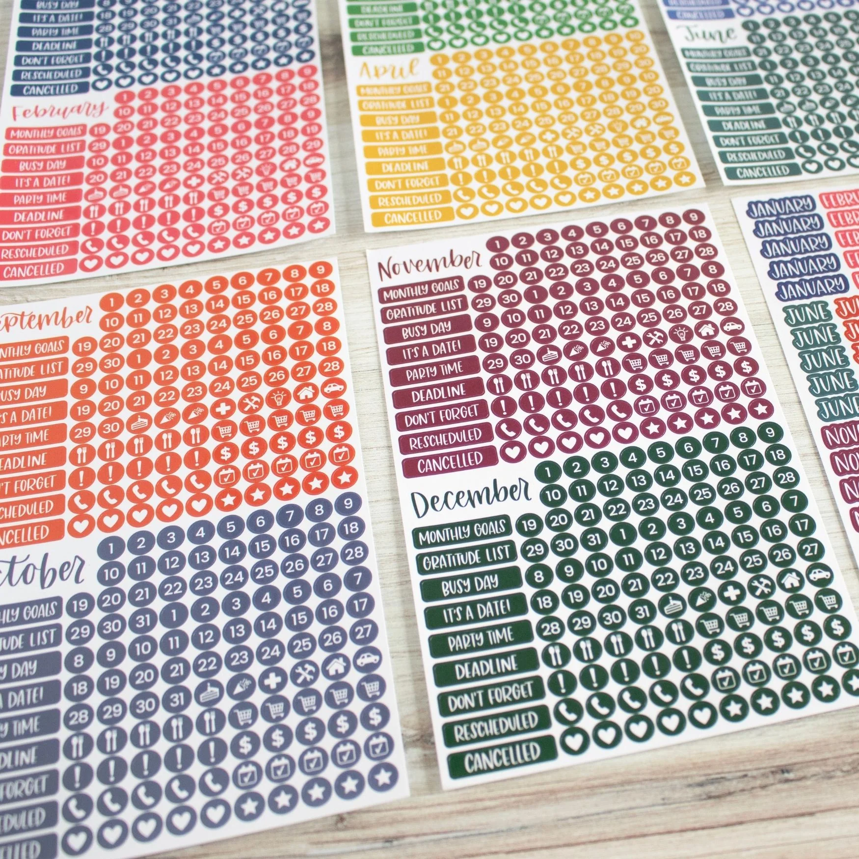 Planner Stickers, Calendar Essentials Pack, Happy Seasons