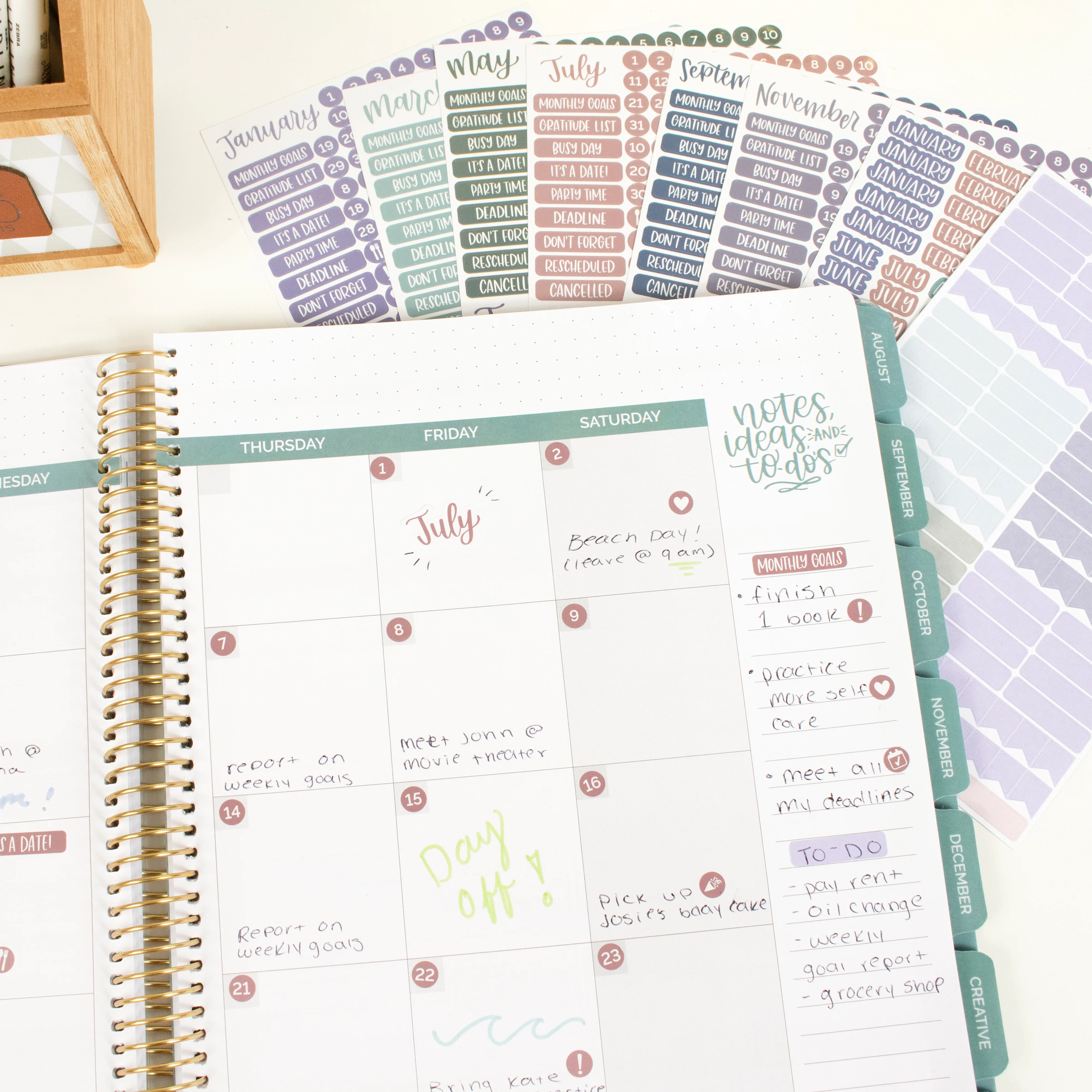 Planner Stickers, Calendar Essentials Pack, Jewel Tones