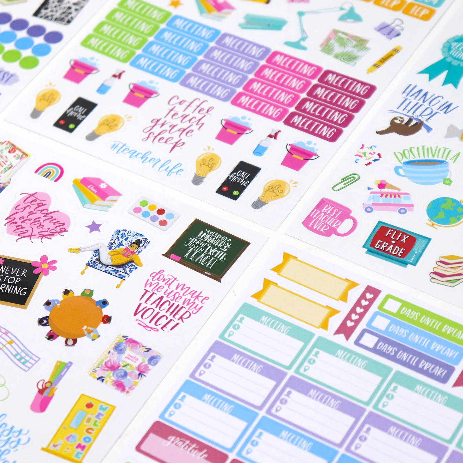 Planner Stickers, Teacher Pack, Bright