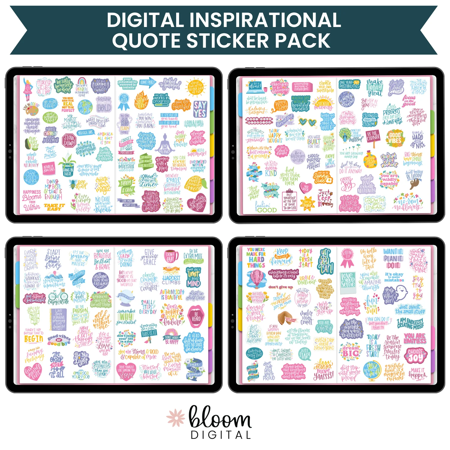 Digital Planner Stickers, Inspirational Quotes