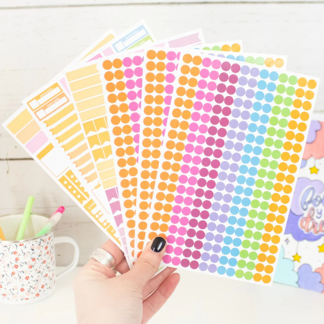 Planner Stickers, Color Coding Pack, Bright