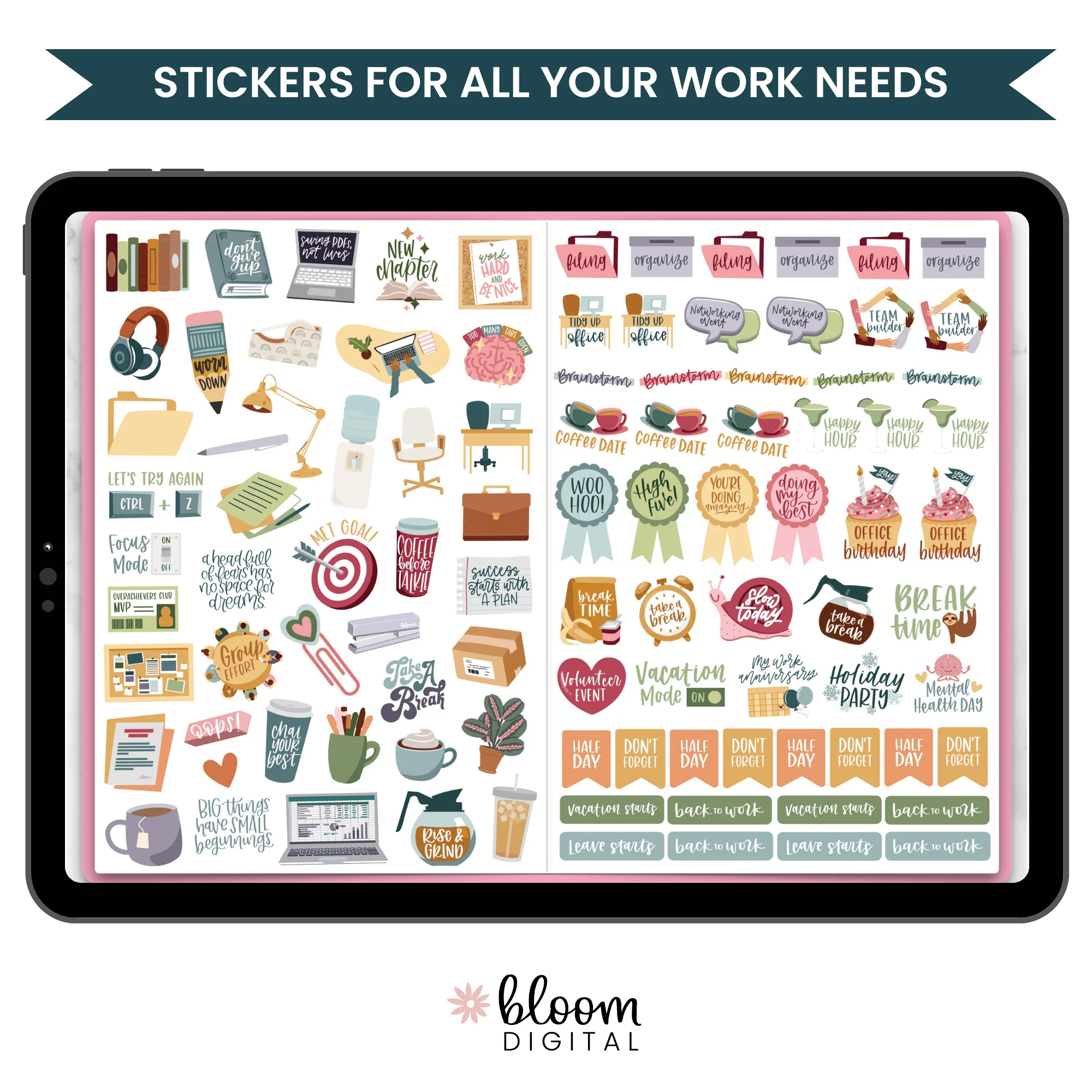 Digital Planner Stickers, Workday Essentials