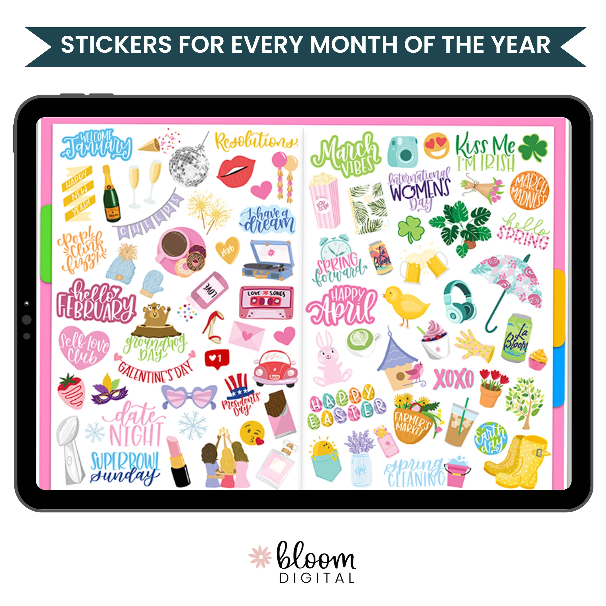 Digital Planner Stickers, Classic Holiday