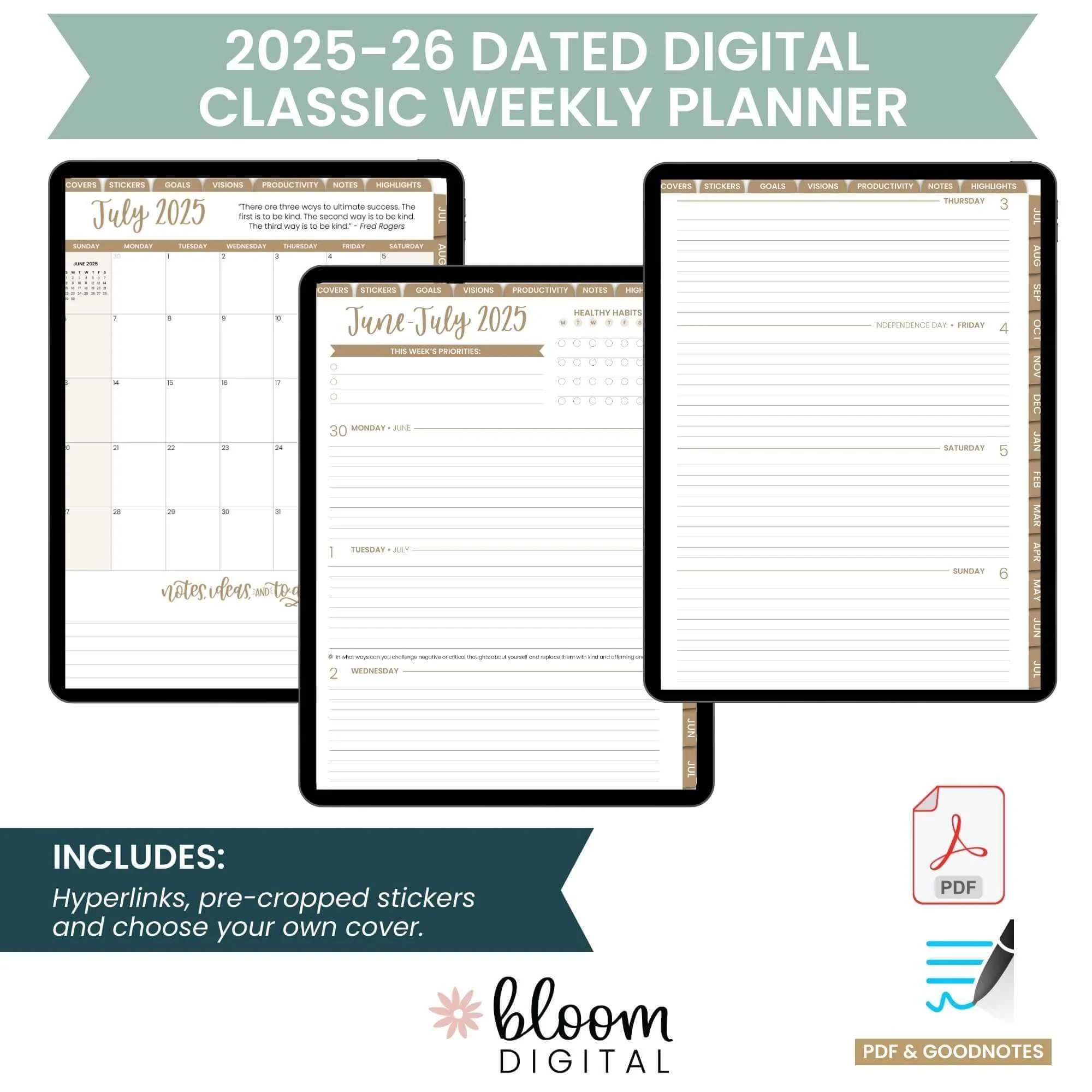 Digital Planner, Dated 2025-26 Classic Planner