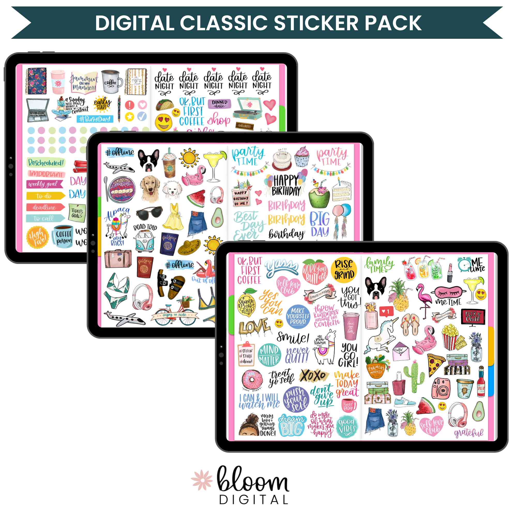 Digital Planner Stickers, Classic Stickers V1