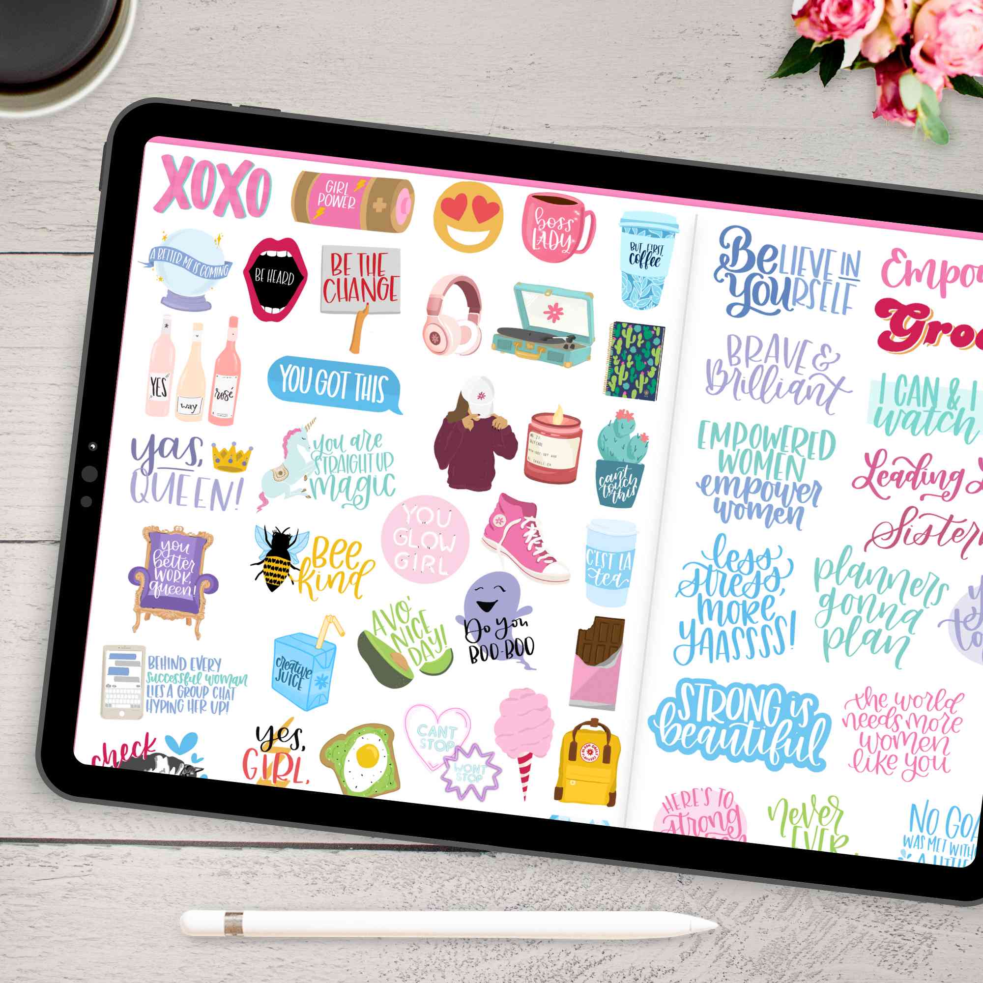 Digital Planner Stickers, Female Empowerment