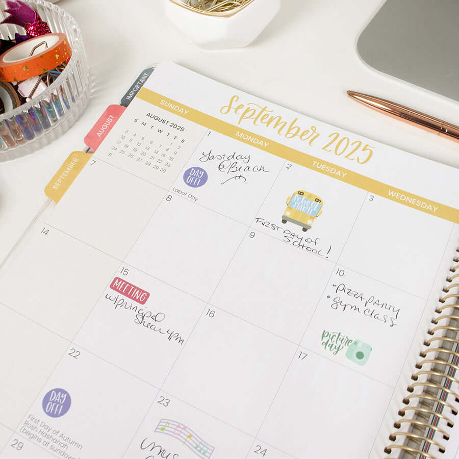 DATED 2025-26 Teacher Planner & Calendar, Interchangeable Cover, Bold & Bright