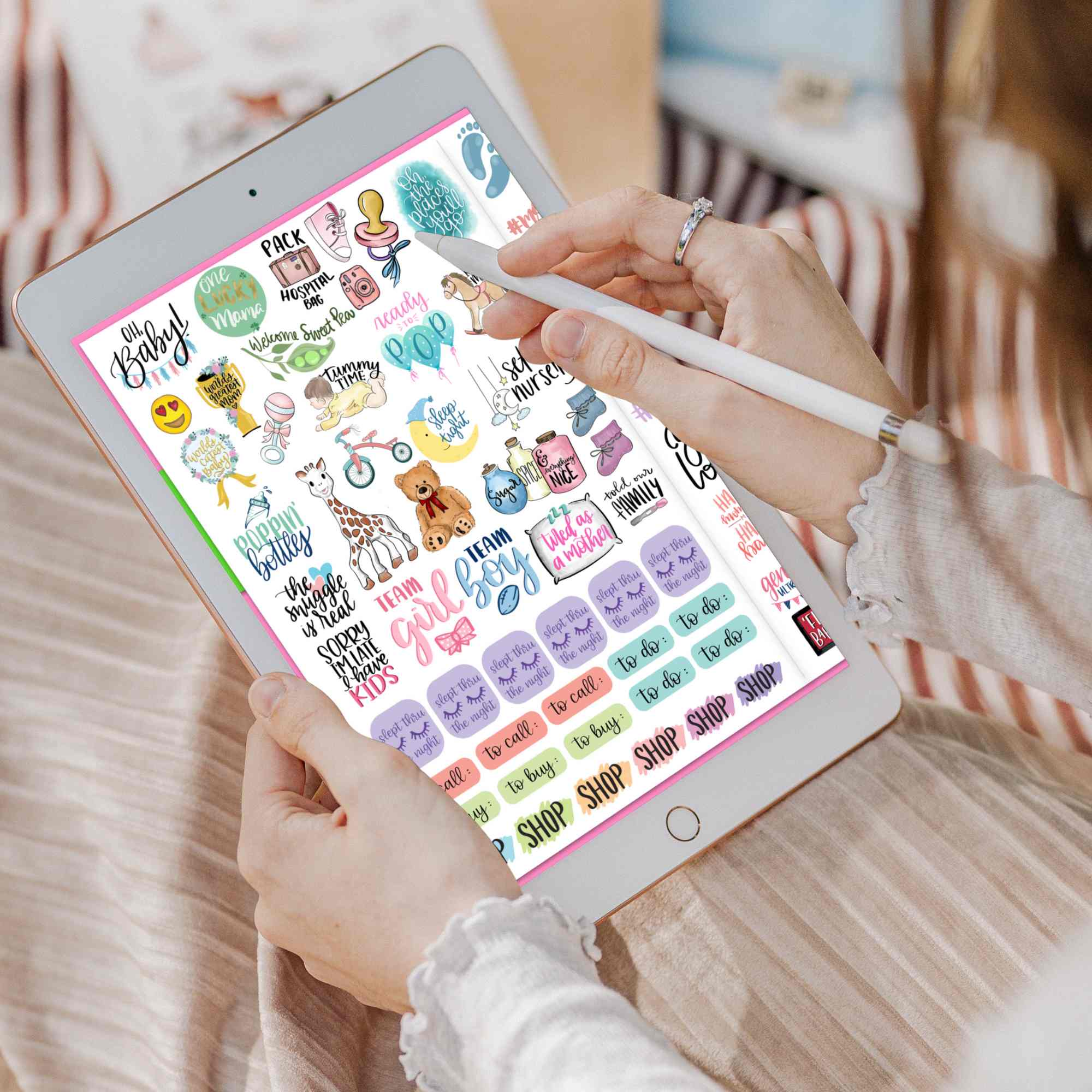 Digital Planner Stickers, Pregnancy & Baby V1