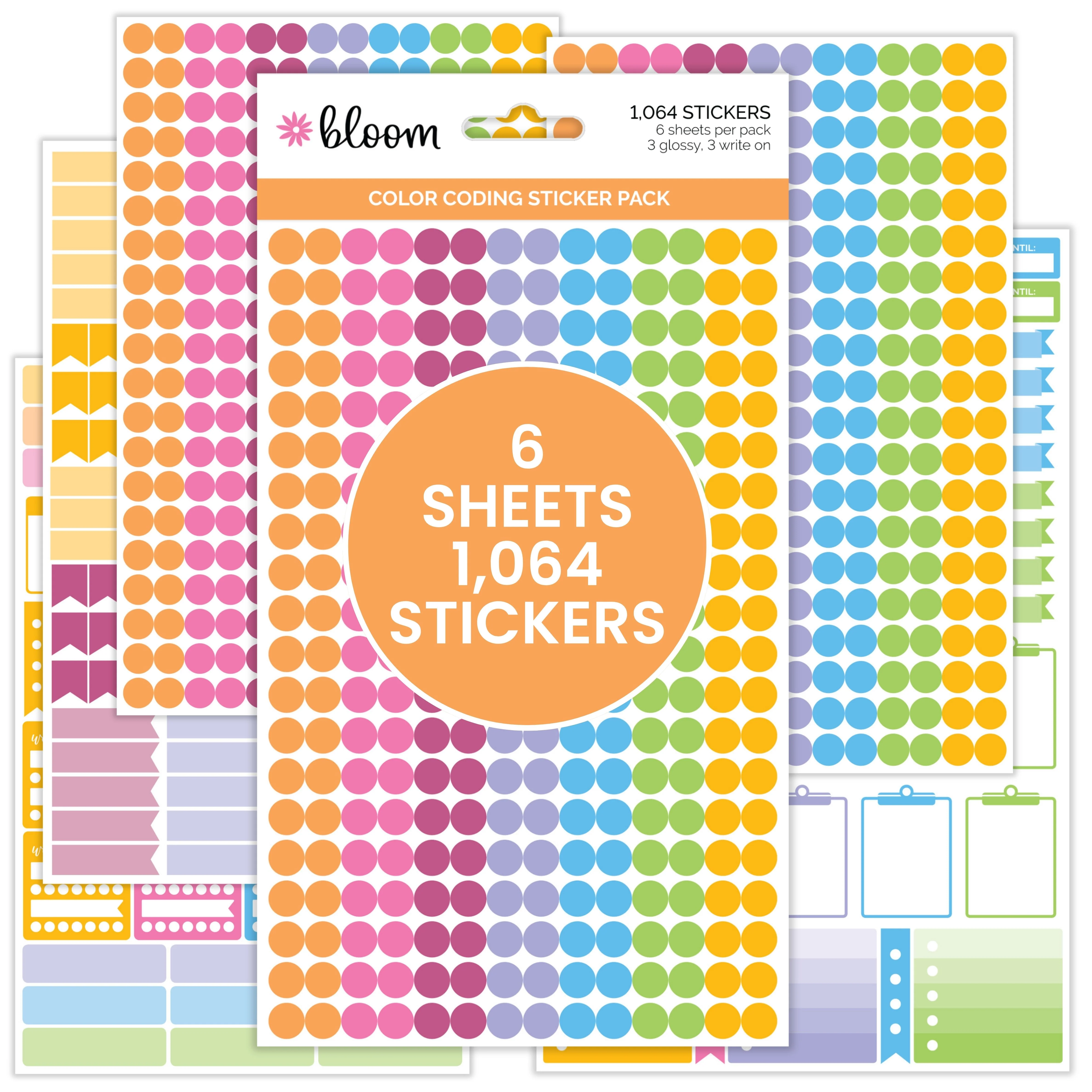 Planner Stickers, Color Coding Pack, Bright