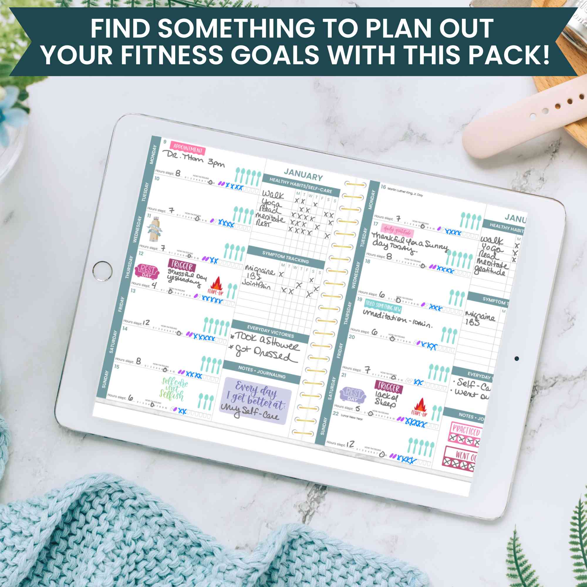 Digital Planner Stickers, Chronic Illness
