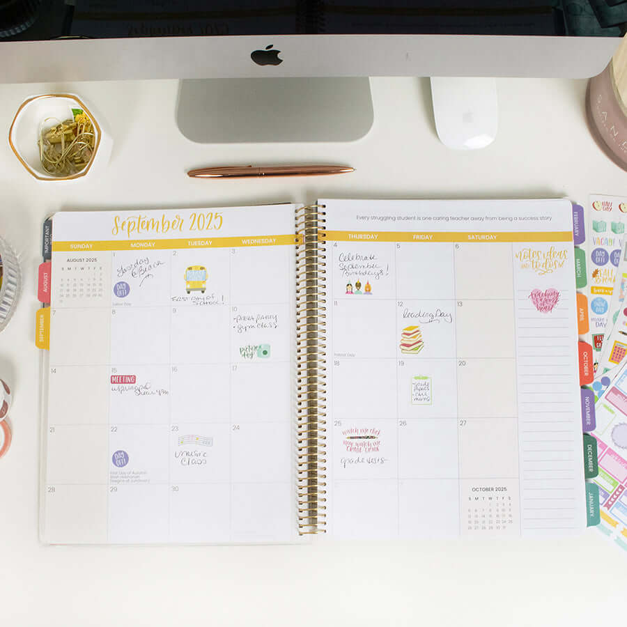 DATED 2025-26 Teacher Planner & Calendar, Interchangeable Cover, Bold & Bright