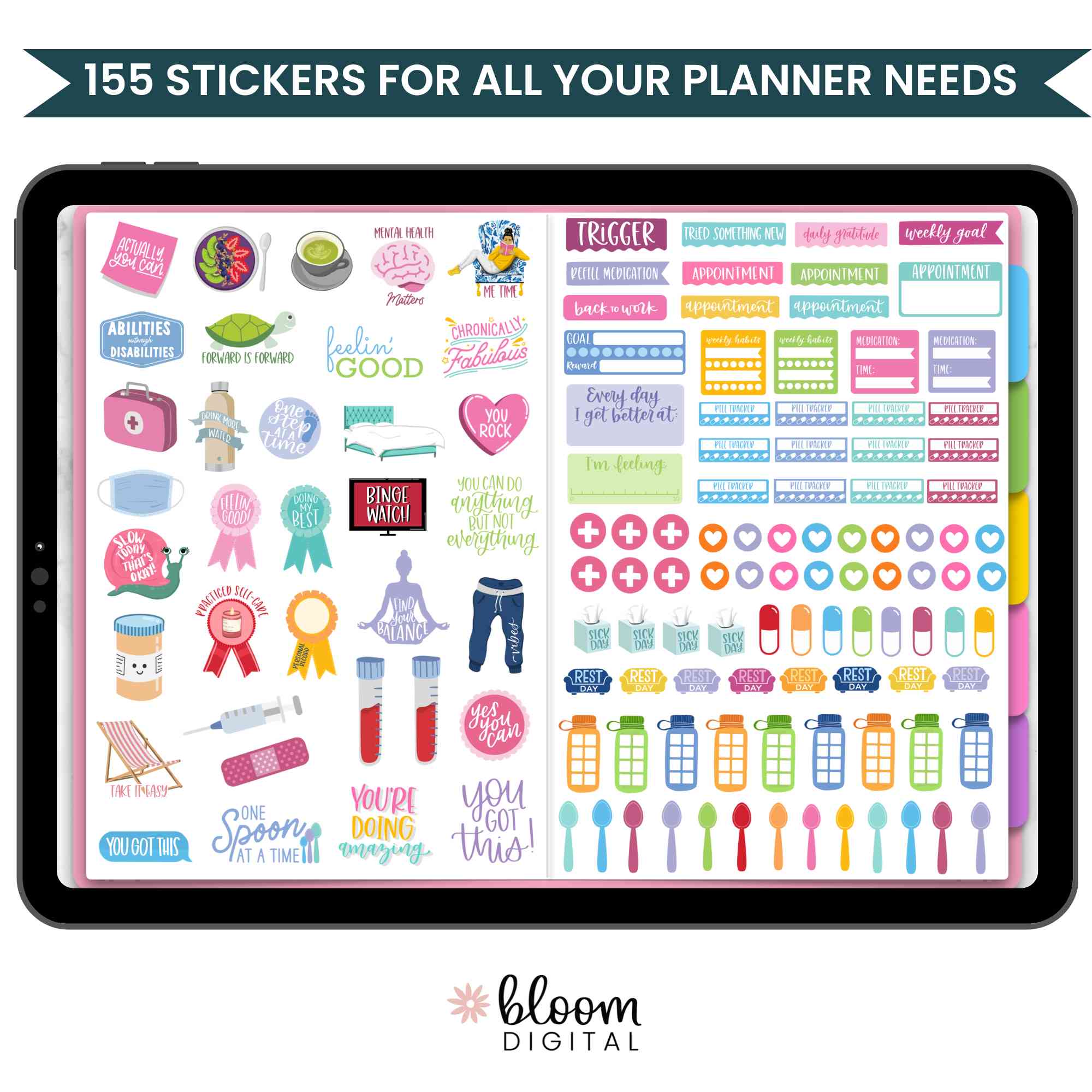 Digital Planner Stickers, Chronic Illness