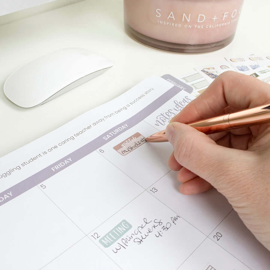 DATED 2025-26 Teacher Planner & Calendar, Interchangeable Cover, Cool Tones