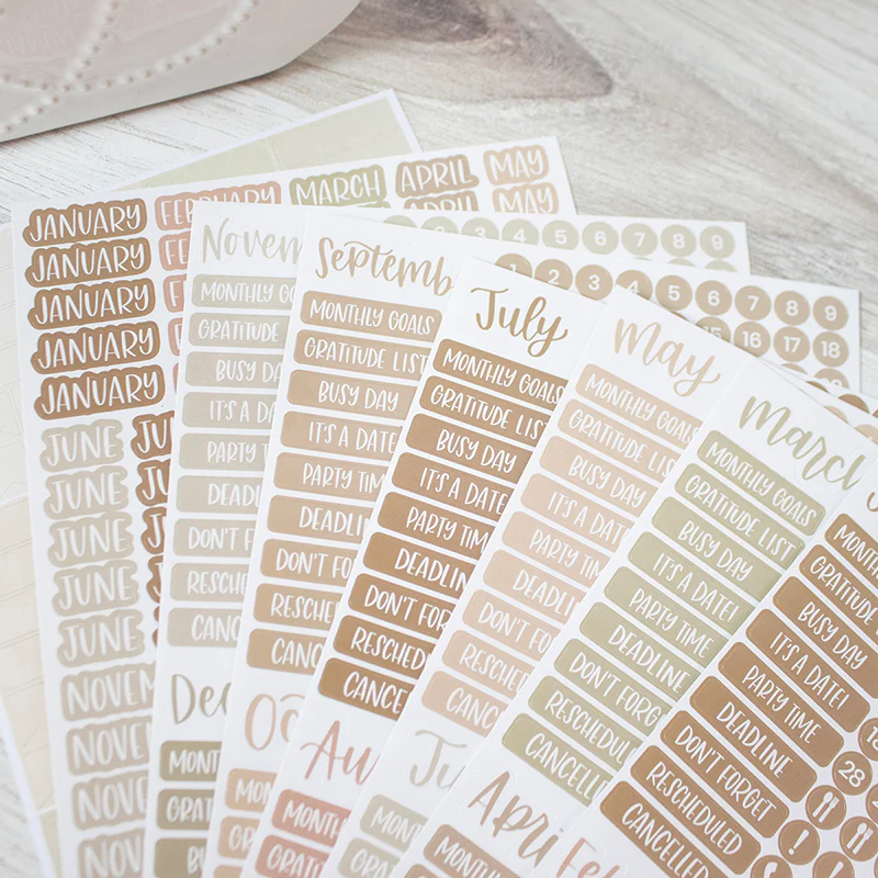Planner Stickers, Calendar Essentials Pack, Aesthetic Boho
