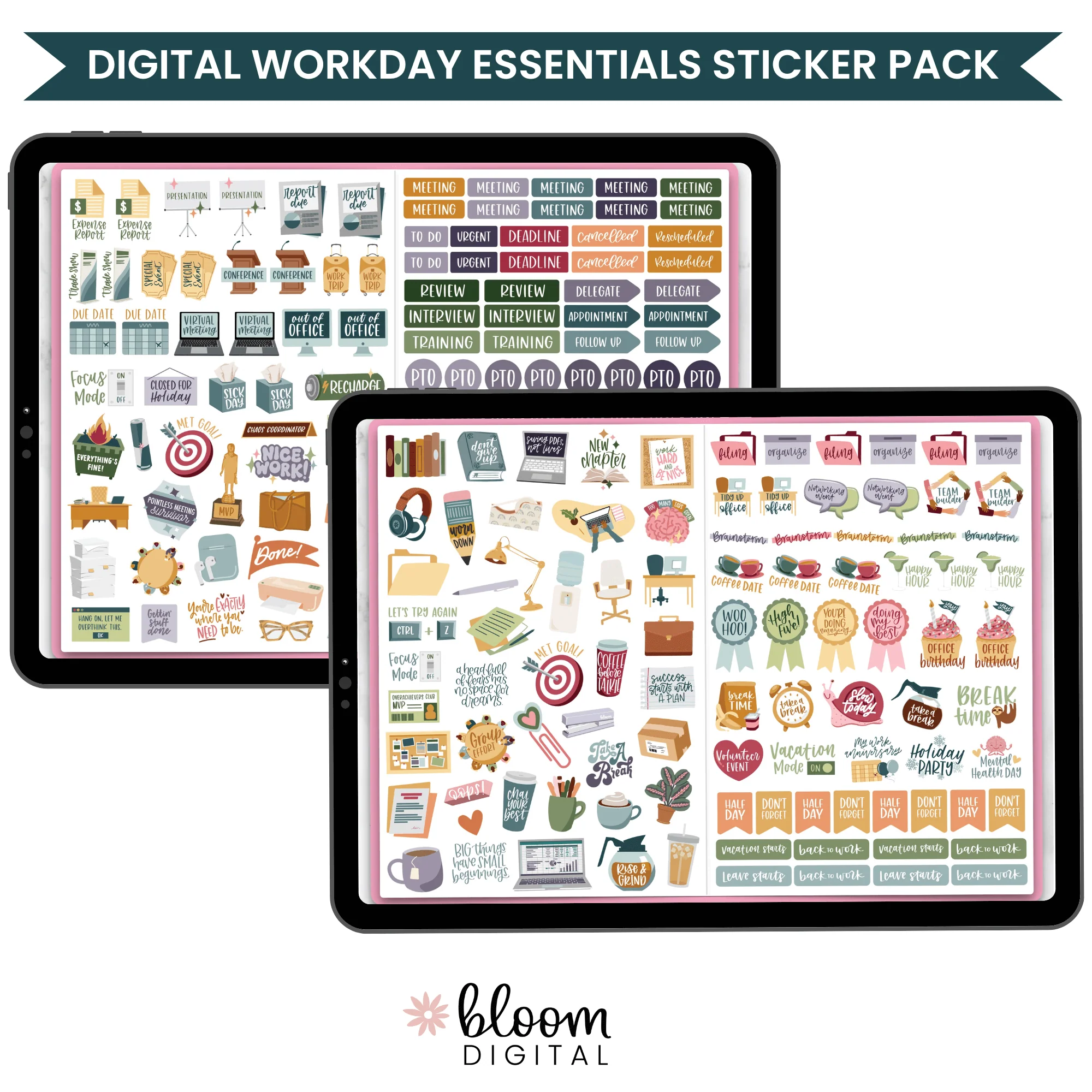 Digital Planner Stickers, Workday Essentials