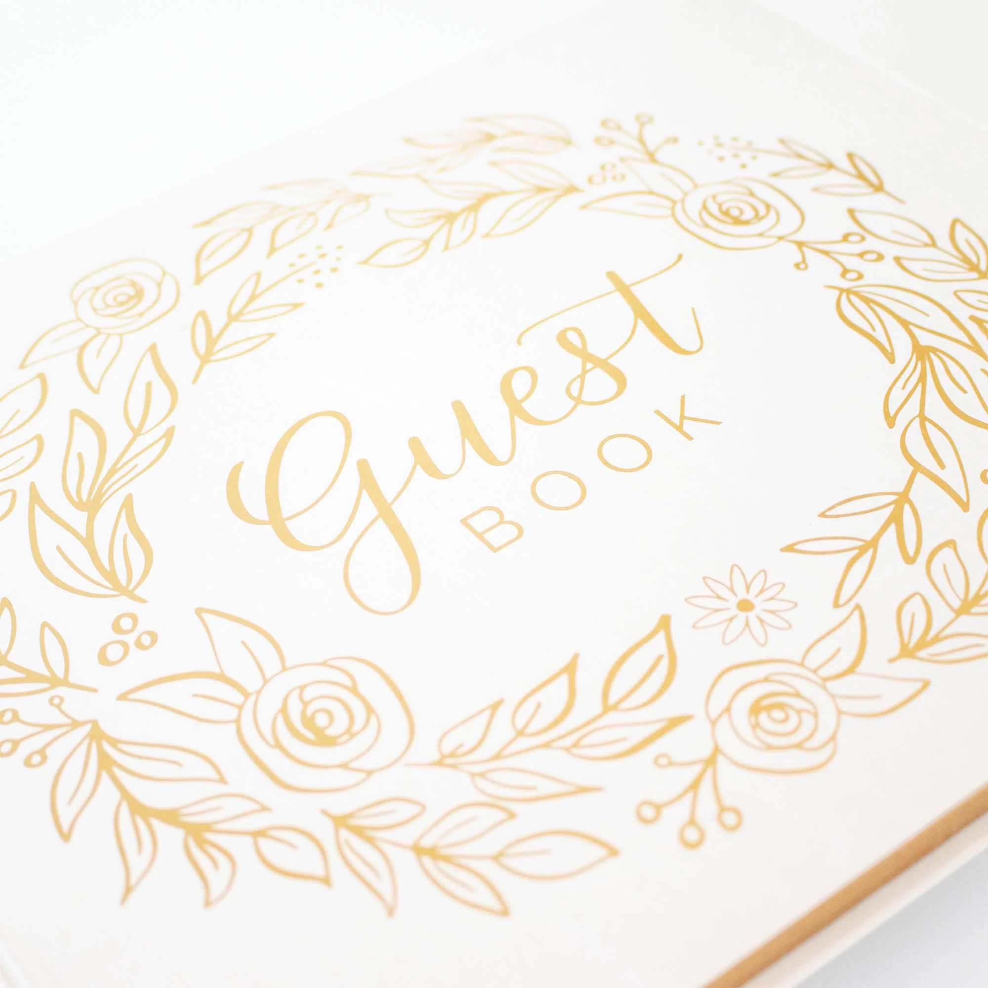 Guest Book, Gold Floral