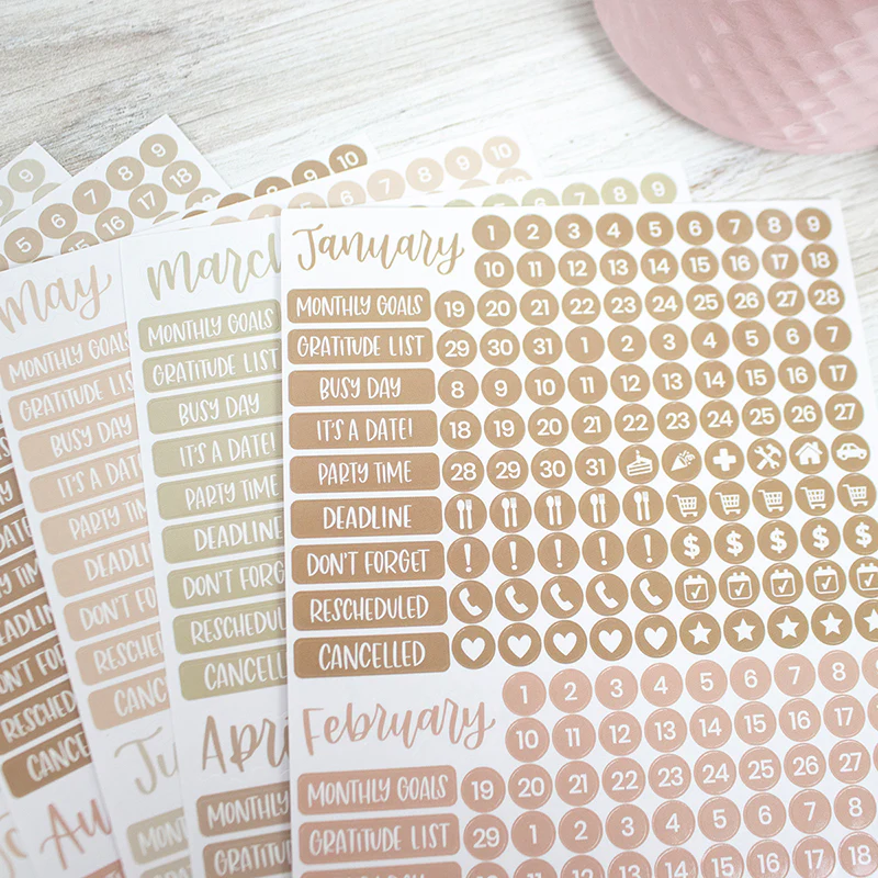 Planner Stickers, Calendar Essentials Pack, Aesthetic Boho