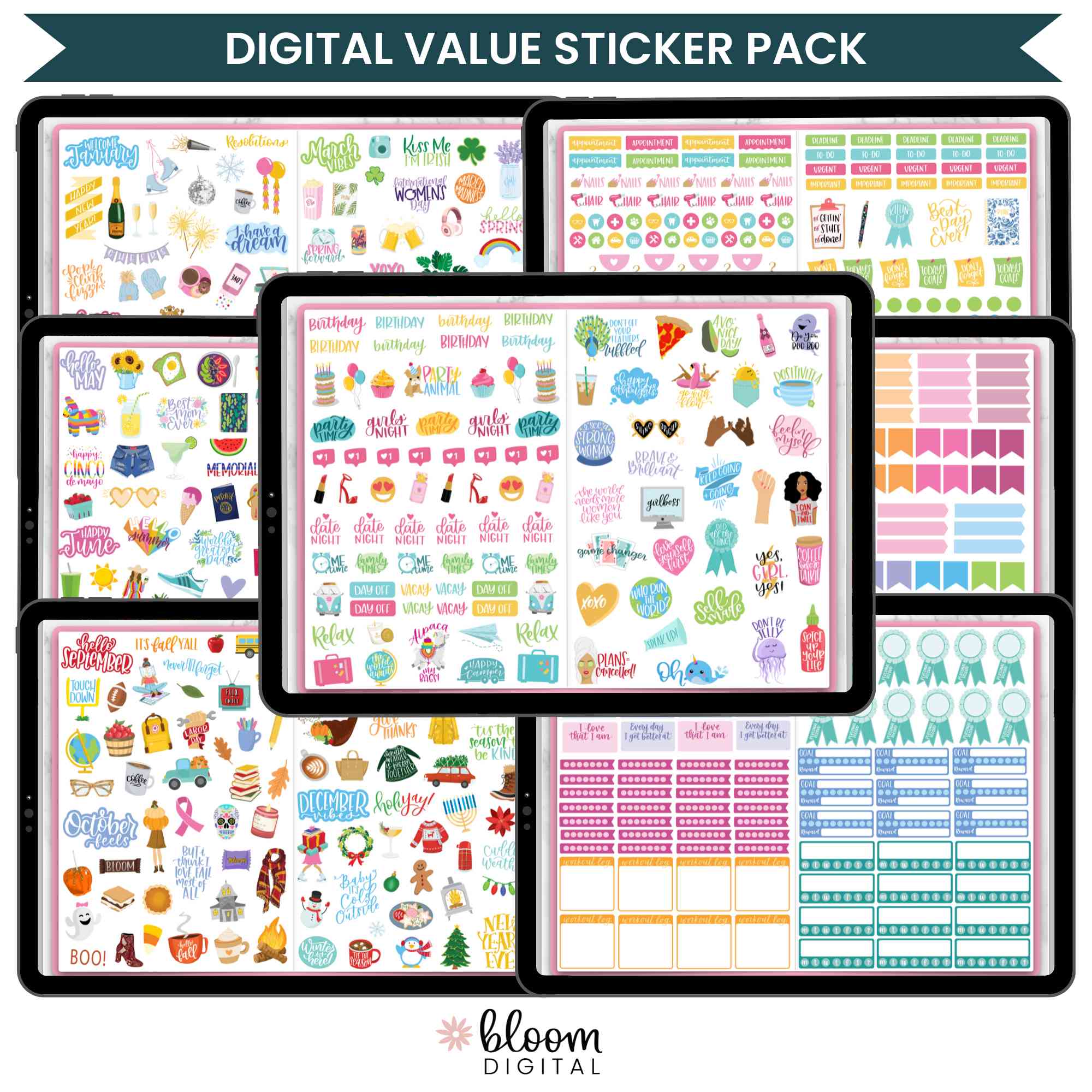 Digital Planner Stickers, Value Pack