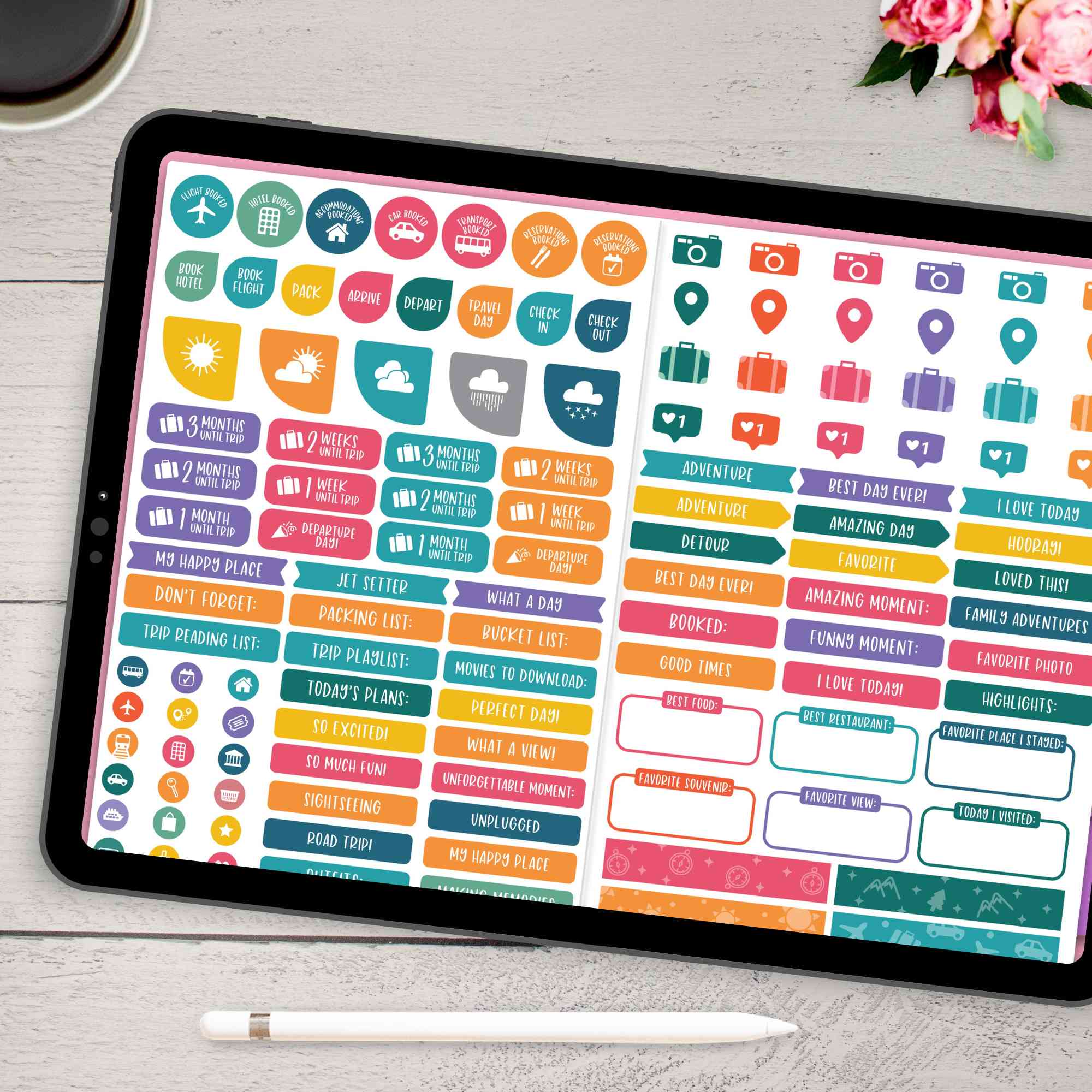 Digital Planner Stickers, Travel
