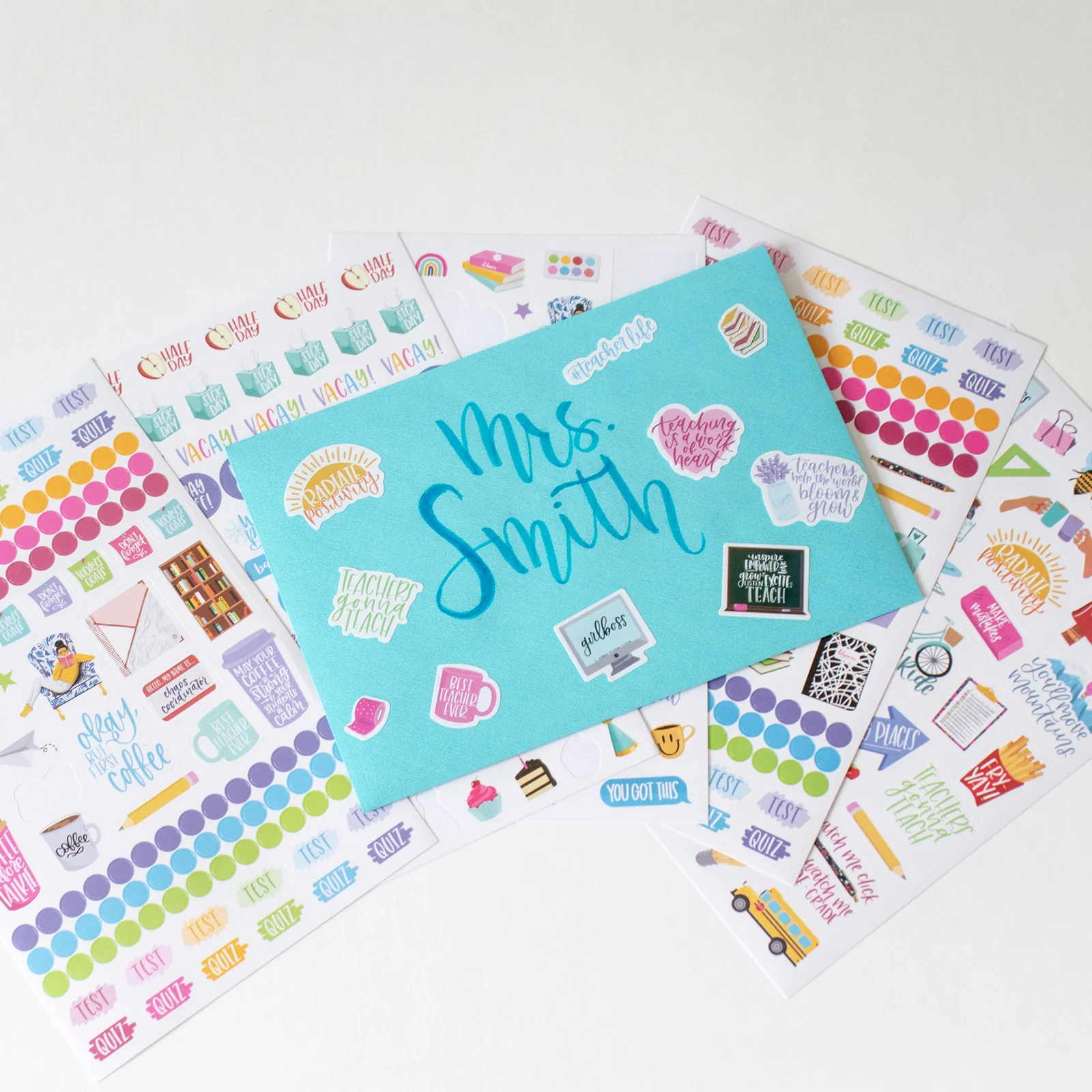 Planner Stickers, Teacher Pack, Bright