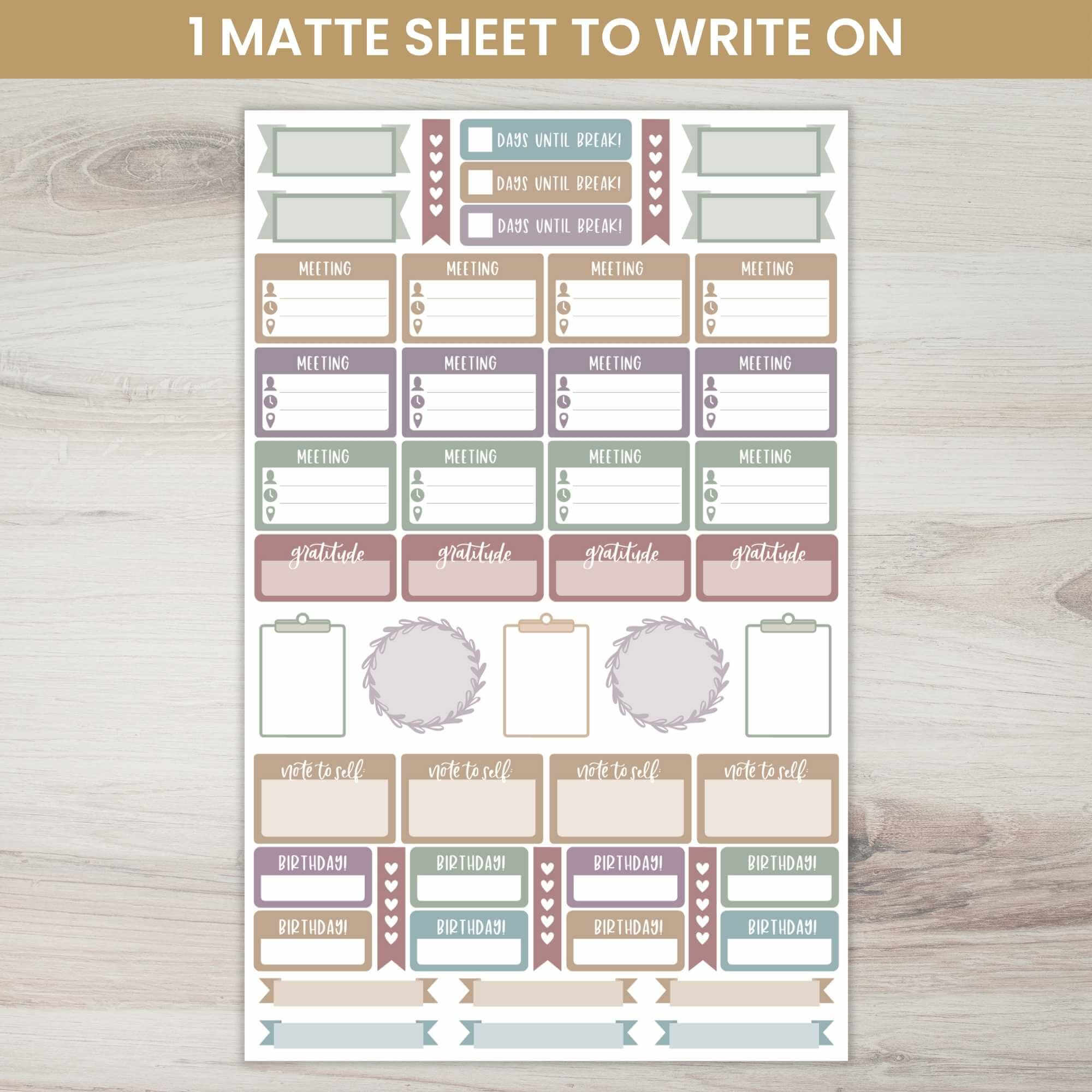 Planner Stickers, Teacher Pack, Cool Tones