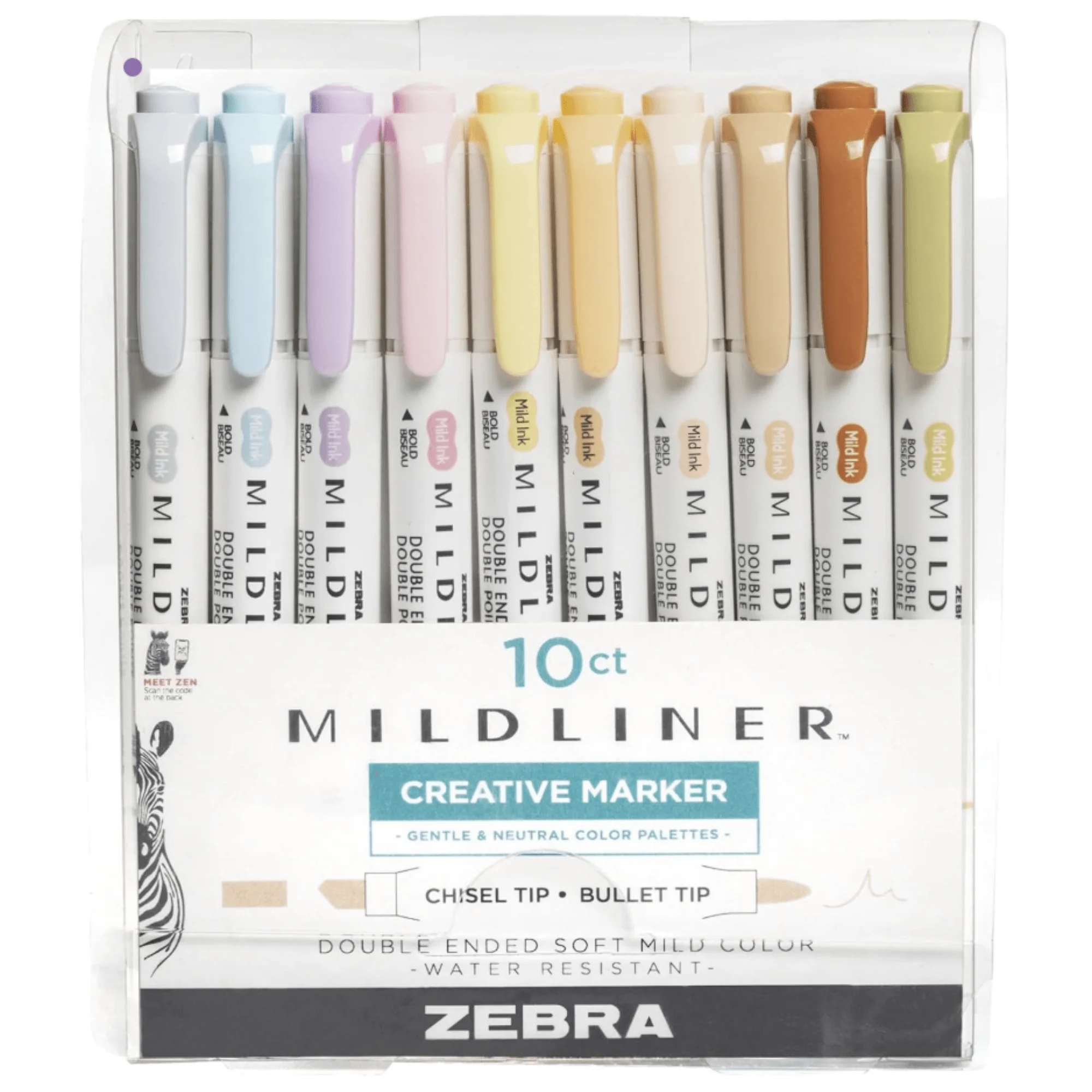 Zebra Pen Journaling and Highlighting Set â€“ Mildliner Double-Ended Highlighters, Chisel & Bullet Tips, No Bleed Neutral & Gentle Ink Colors, 10-Pack