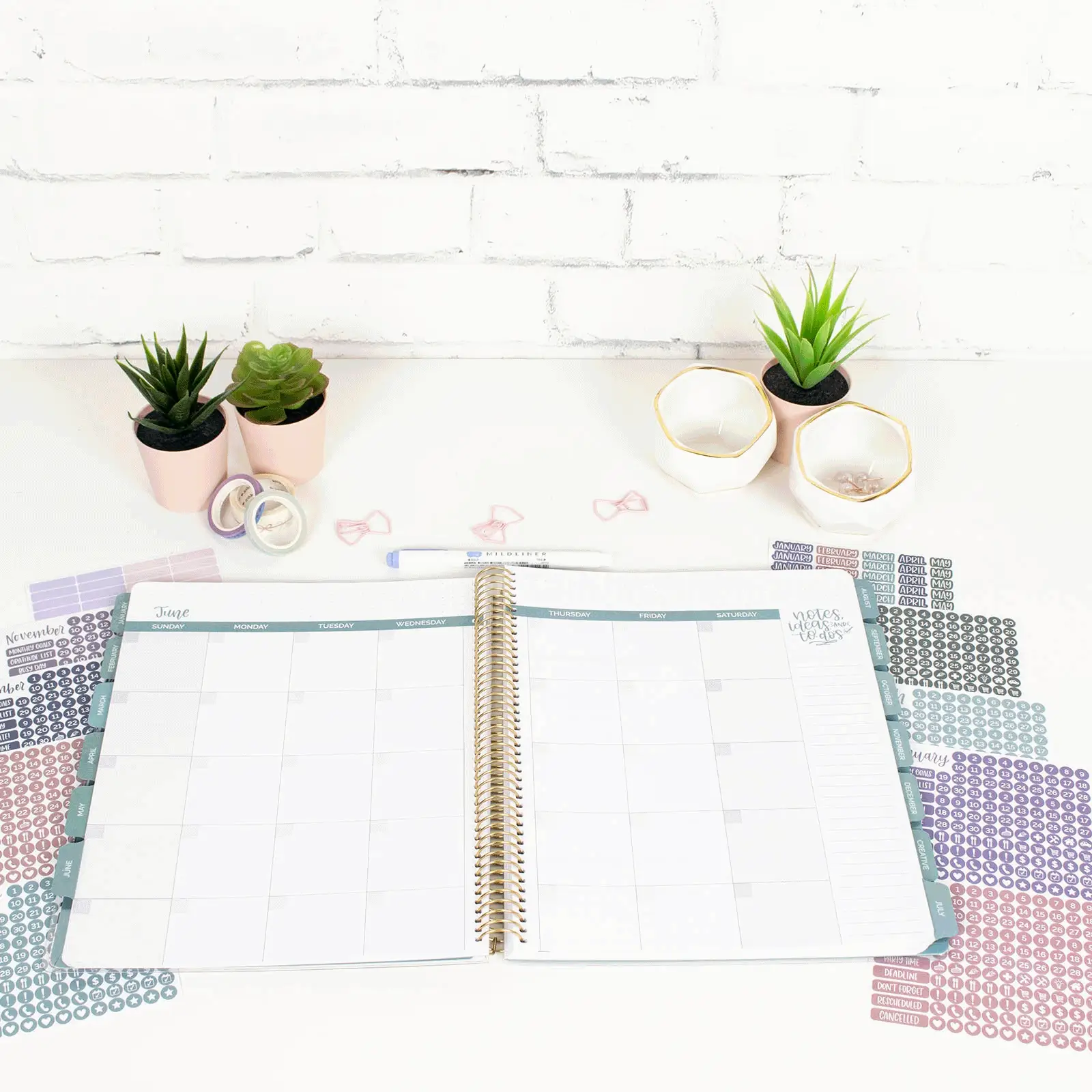 Planner Stickers, Calendar Essentials Pack, Jewel Tones