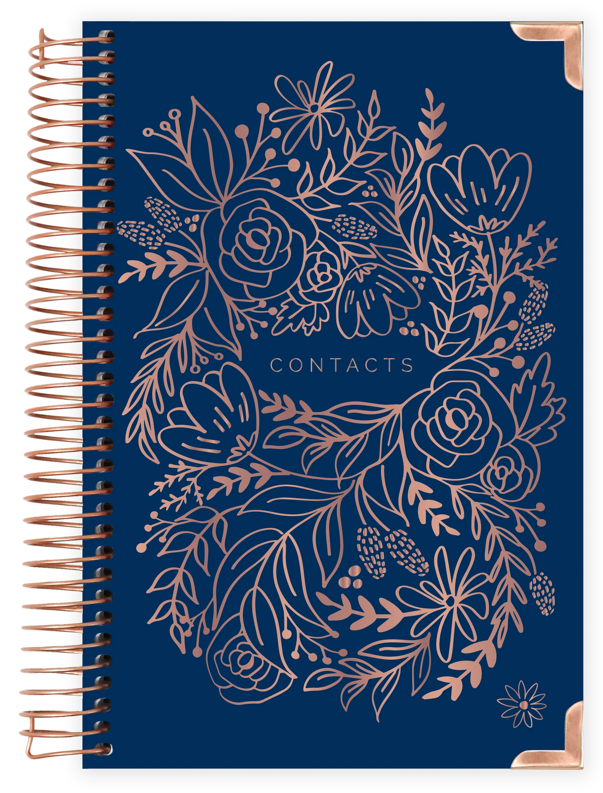 Contact Book, Navy Embroidery
