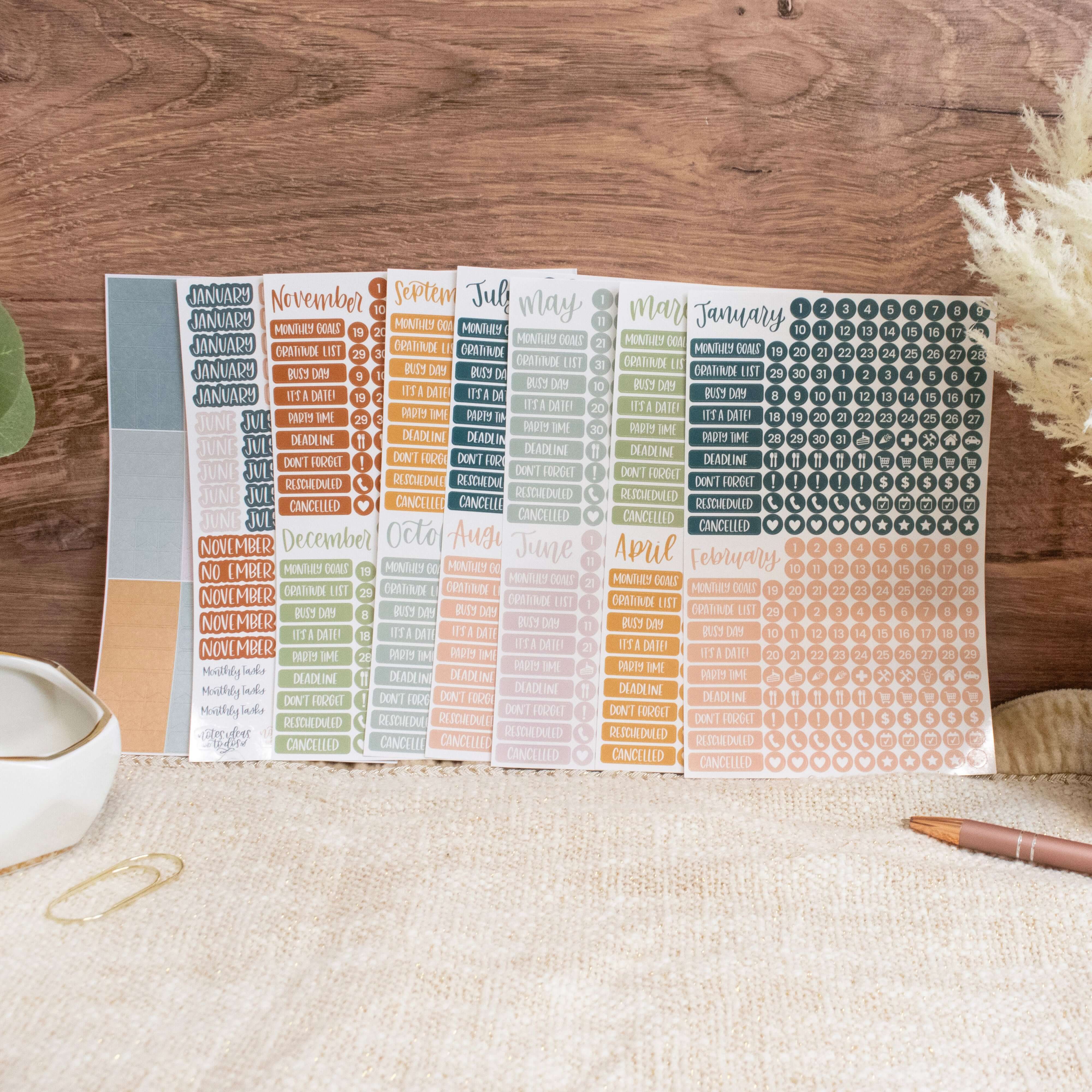 Planner Stickers, Calendar Essentials Pack, Sweater Weather
