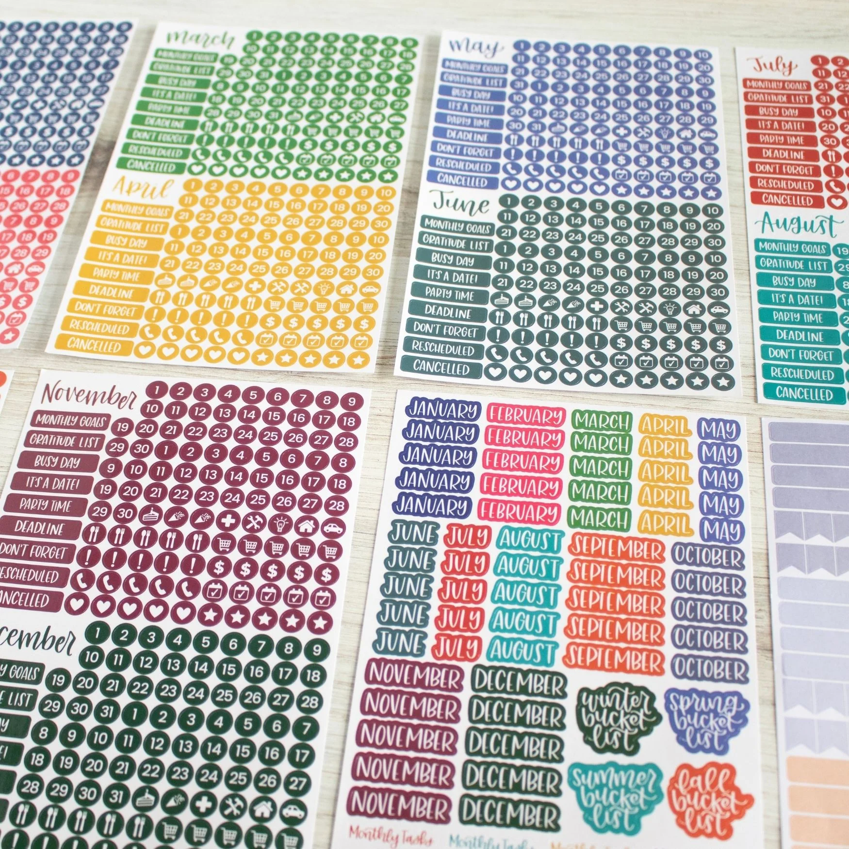 Planner Stickers, Calendar Essentials Pack, Happy Seasons