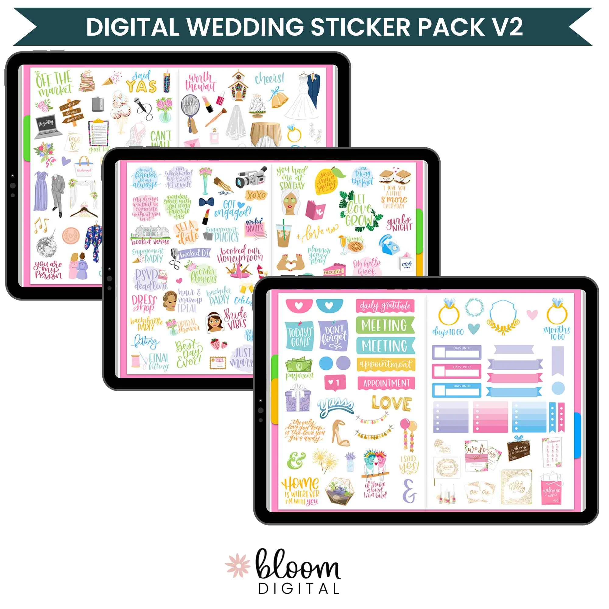 Digital Planner Stickers, Wedding