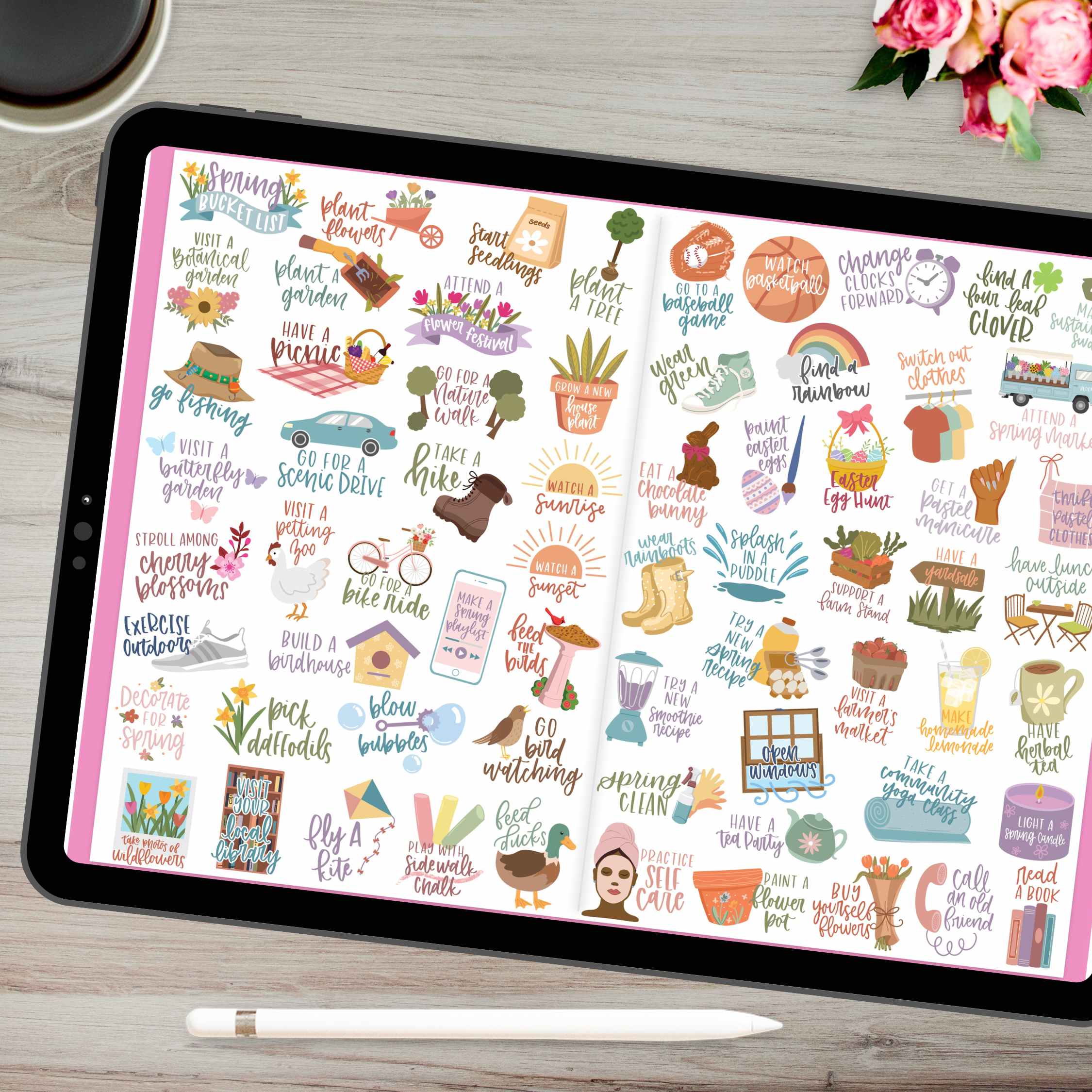Digital Planner Stickers, Seasonal Bucket Lists