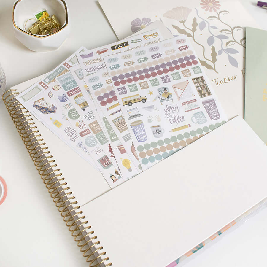 DATED 2025-26 Teacher Planner & Calendar, Interchangeable Cover, Cool Tones