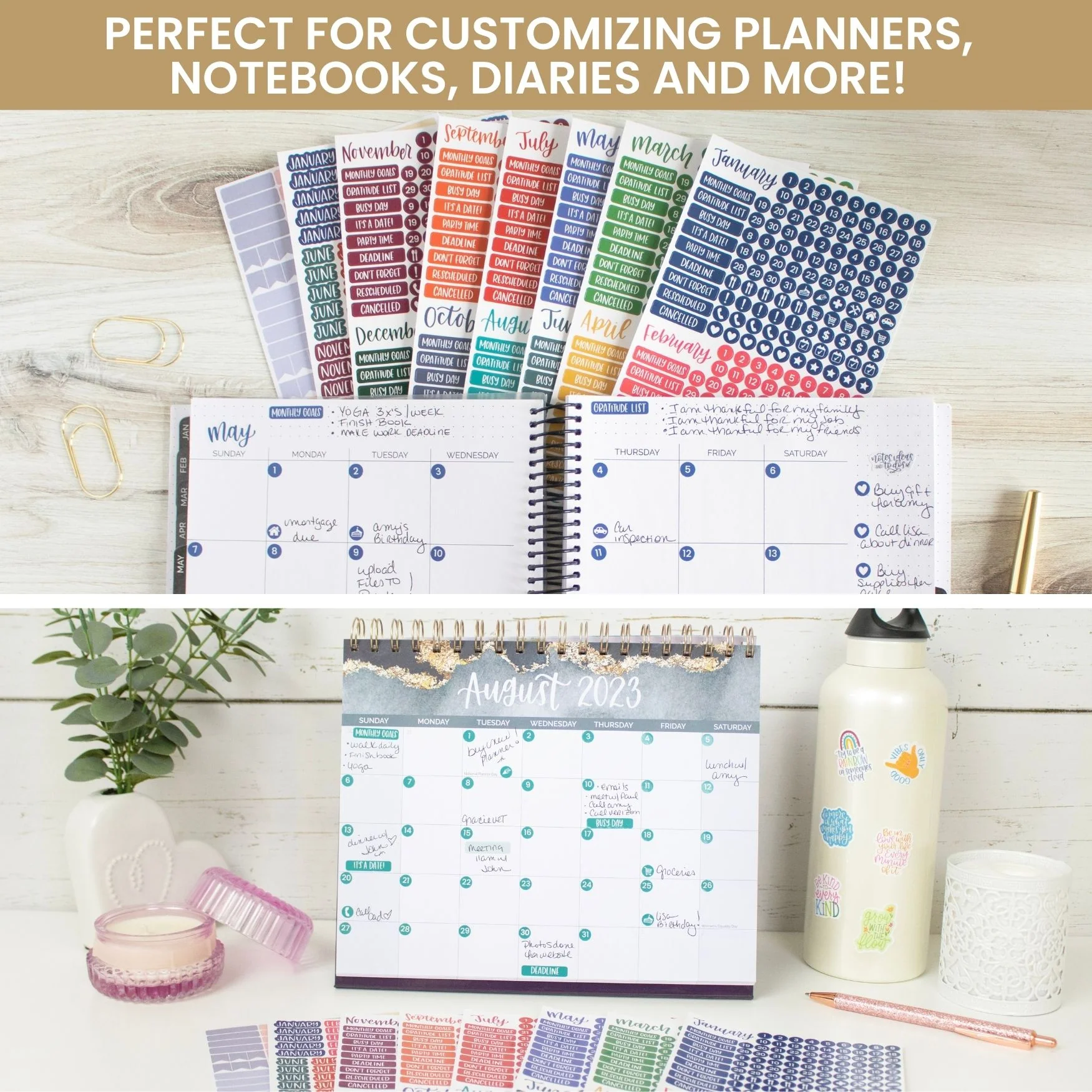Planner Stickers, Calendar Essentials Pack, Happy Seasons