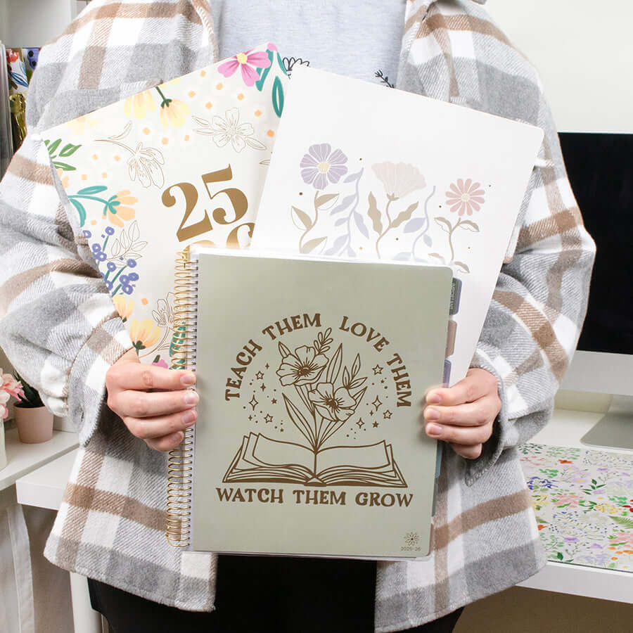 DATED 2025-26 Teacher Planner & Calendar, Interchangeable Cover, Cool Tones