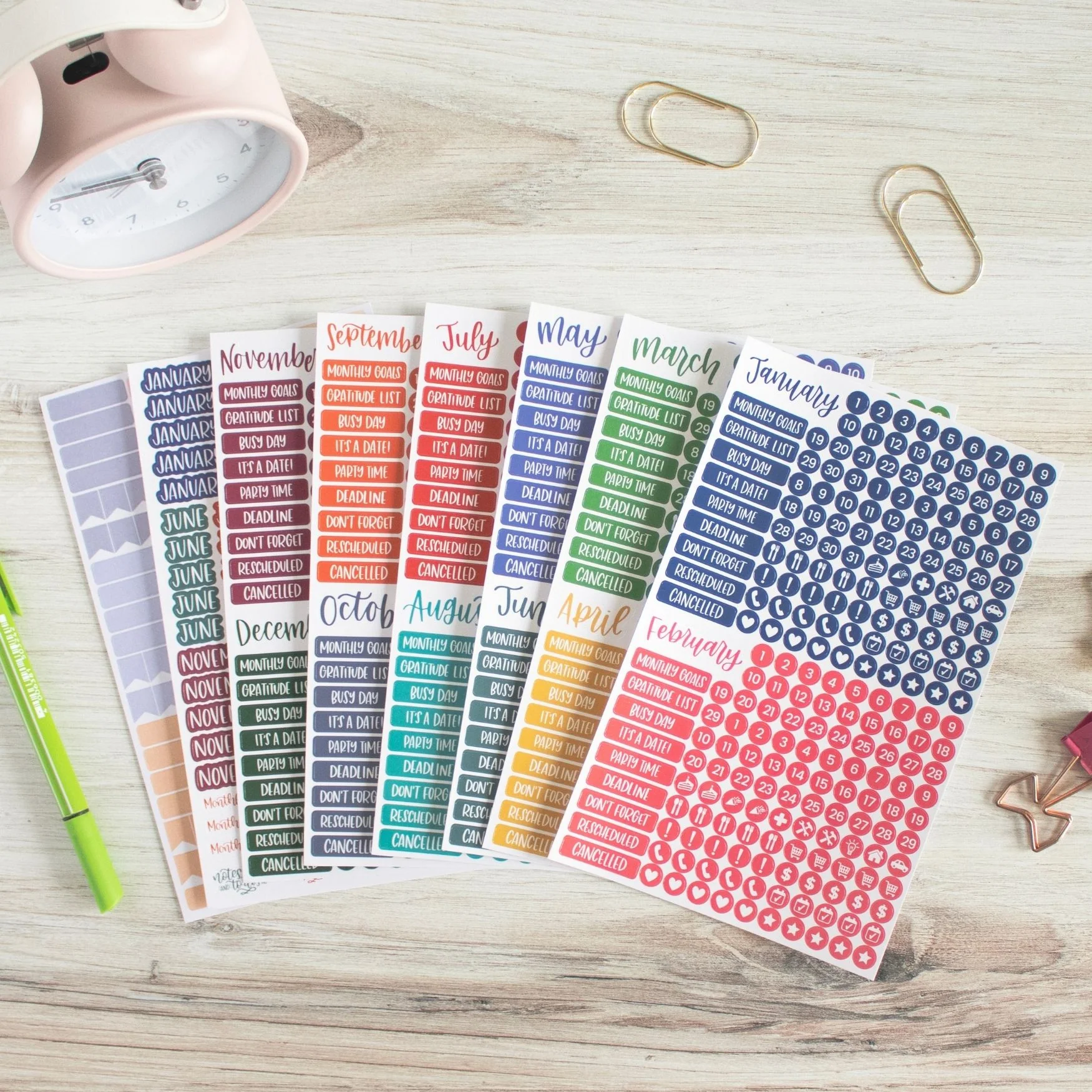 Planner Stickers, Calendar Essentials Pack, Happy Seasons